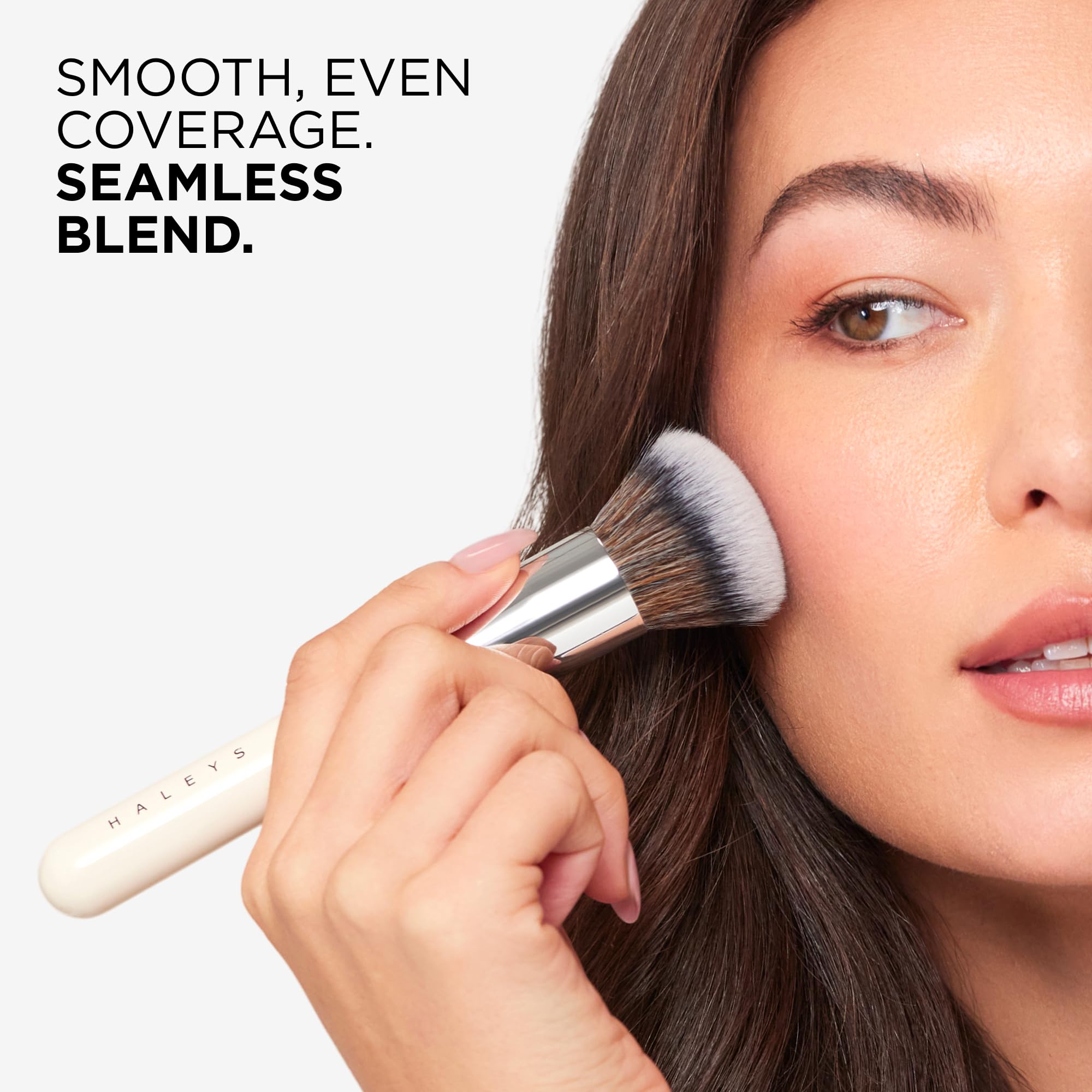 Haleys Beauty Kabuki Foundation Brush For Applying Powder, Foundation, Bronzer, Blush, and Mineral Make up, Soft Bristles, Seamless Blending, Makeup Brushes Essential, Vegan & Cruelty Free