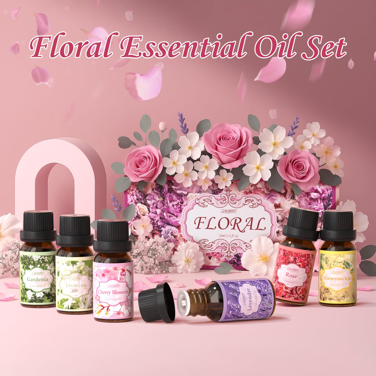 SALUBRITO Clean Essential Oils Set, Fresh Cotton, Clean Home, Fresh Linen, Soft Powder, Blossom Soap, Mint Scented Oils for for Diffuser, Candle, Soap Making