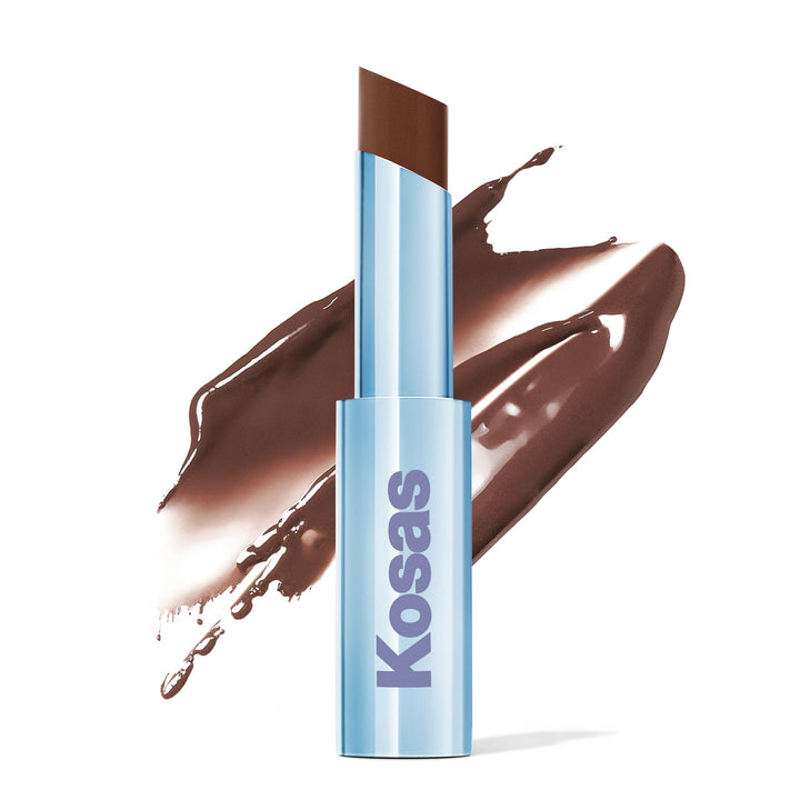 Kosas Wet Stick Moisturizing Shiny Sheer Lipstick with Ceramides, Hyaluronic acid, Peptides and Mango Butter - Soothes, Softens, and Moisturizes Lips – Heatwave