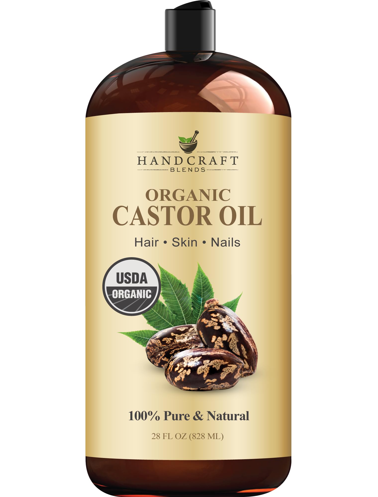 Handcraft Blends Huile de Ricin et Huile de Romarin 236 ml | 100% Pure et Naturelle | Huile Support de Qualité Supérieure | Cheveux, Cils et Sourcils | Cheveux et Corps