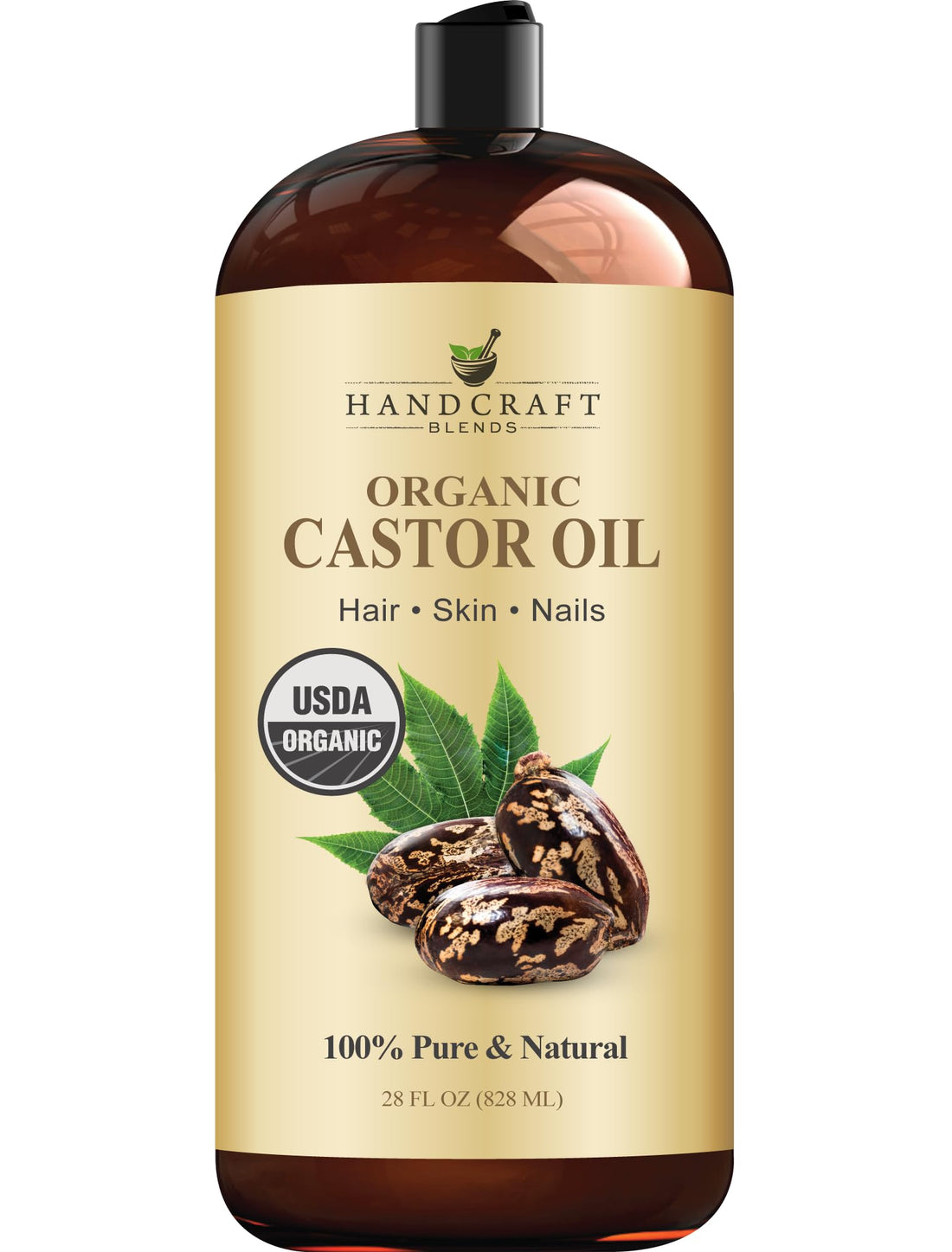 Handcraft Blends Huile de Ricin et Huile de Romarin 236 ml | 100% Pure et Naturelle | Huile Support de Qualité Supérieure | Cheveux, Cils et Sourcils | Cheveux et Corps