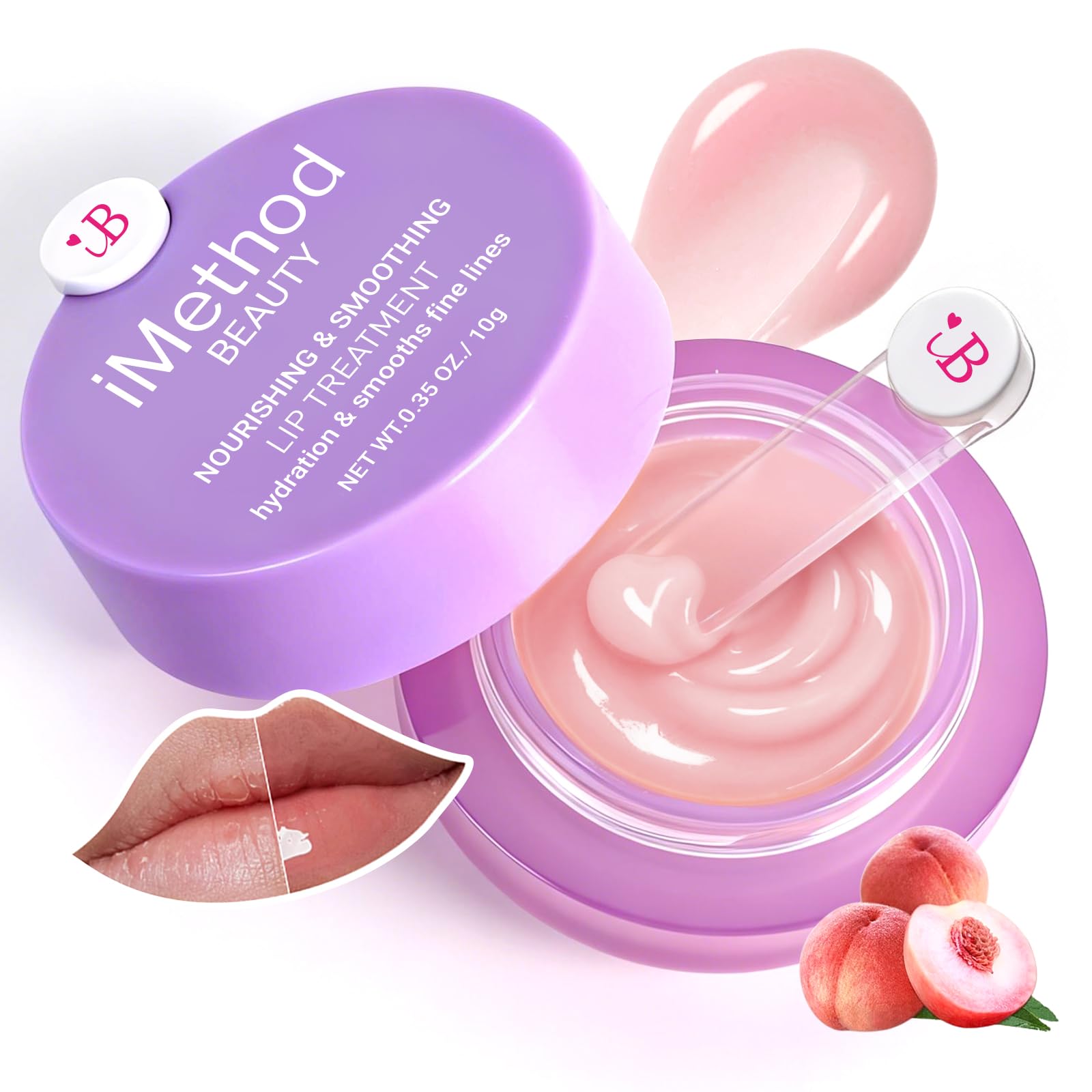 iMethod Overnight Lip Mask - Hydrating Lip Butter Balm with Hyaluronic Acid, Lip Moisturizer For Very Dry Lips, Lip Sleeping Mask to Nourish & Repair Cracked Lips, Smoothes Fine Lines - Peach Halalzen