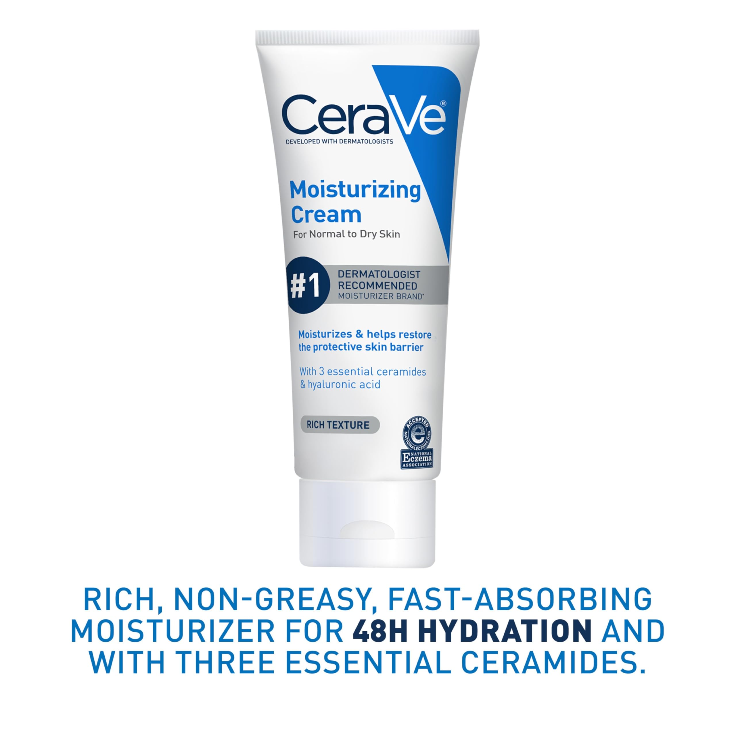 CeraVe Moisturizing Cream, Body and Face Moisturizer for Dry Skin, Body Cream with Hyaluronic Acid and Ceramides, Daily Moisturizer, Oil-Free, Fragrance Free, Non-Comedogenic, 19 Ounce Halalzen