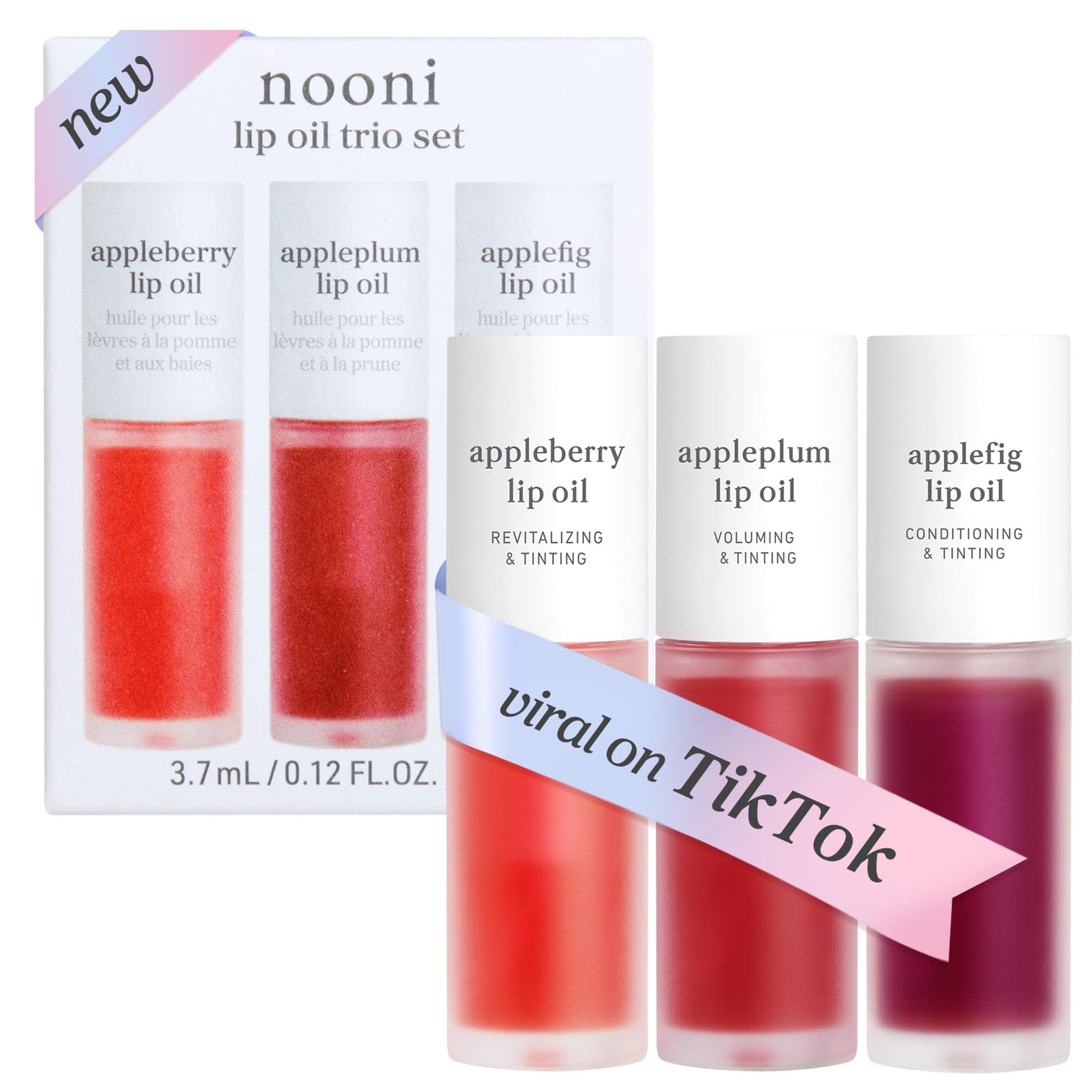 NOONI Korean Lip Oil - Applepeony | Long-Lasting, Moisturizing, Plumping, Revitalizing for Dry Lips, Waterproof, No Peel Off, Hydrating Lip Stain, Stocking Stuffers, Cute Stuff, 0.12 FL Oz Halalzen