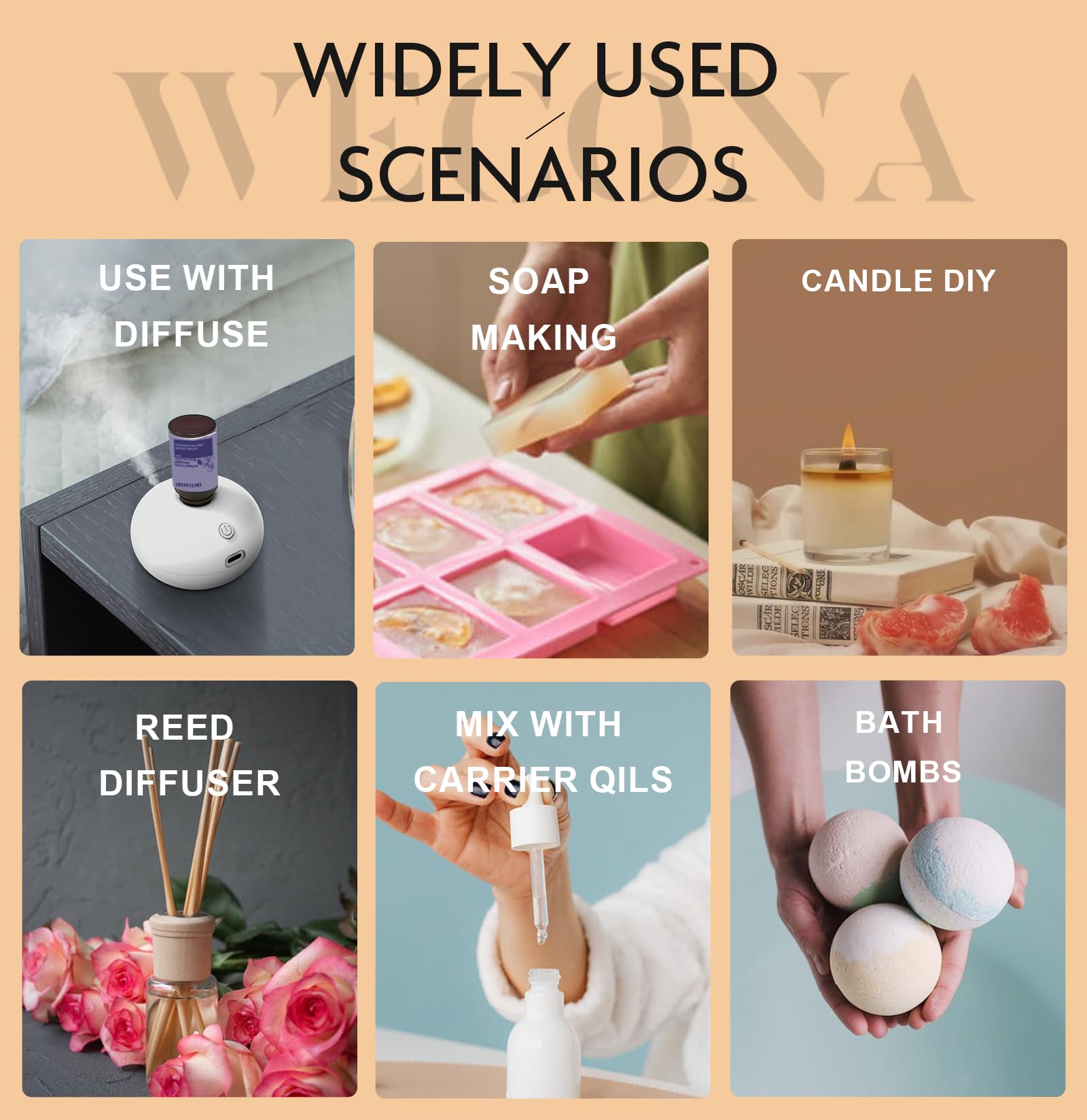 Premium Hotel Fragrance Oil Collection for Diffusers, Essential Oils for Diffusers for Home, Hotel Diffuser Fragrance Oils,Spa & Candle Making, White Tea, Citrus Luxe, Velvet Night and More - 6x10ml