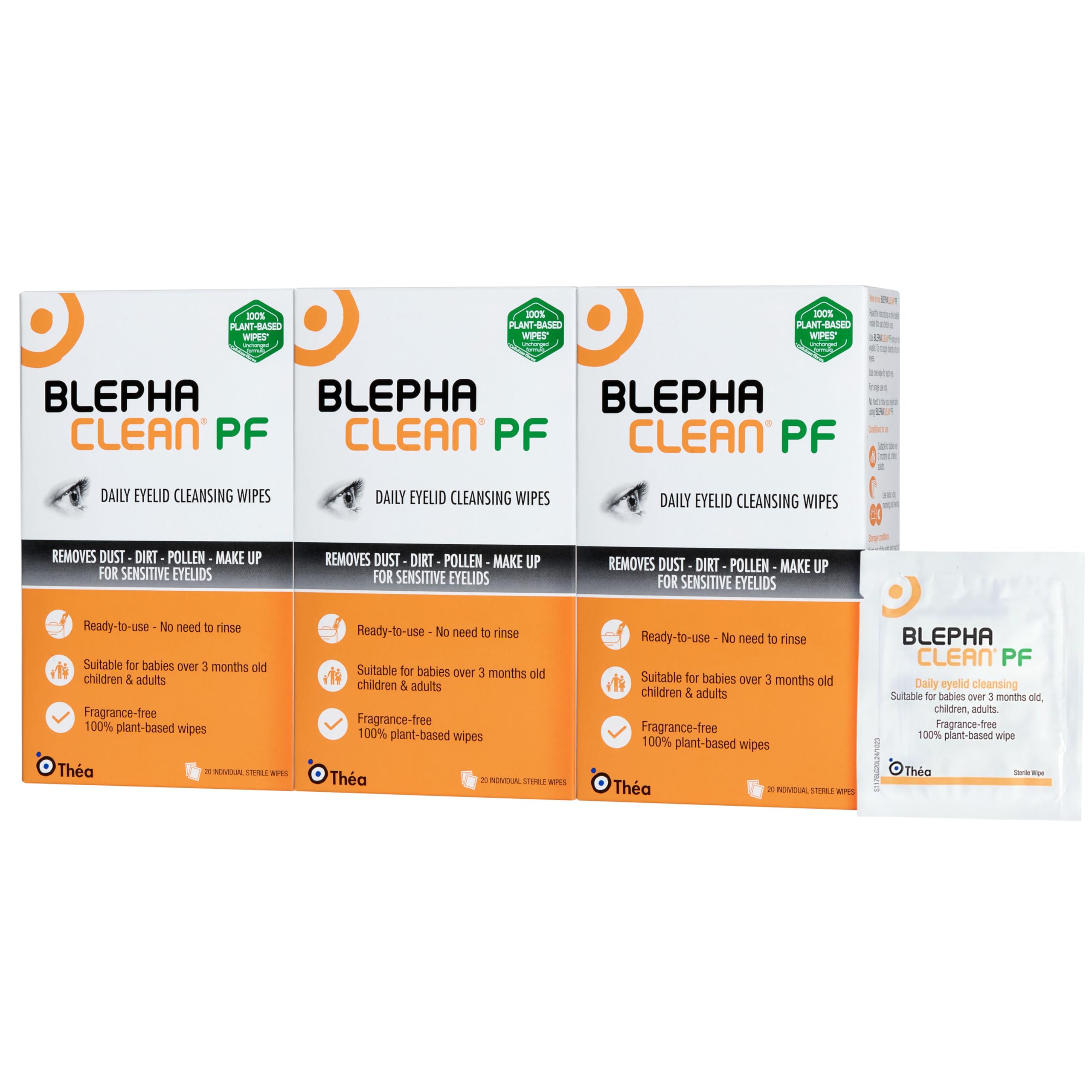 Blephaclean PF Daily Eyelid Wipes - Gentle Cleansing for the eyelids and skin around the eyes, Suitable for Babies (over 3 months old), children & adults, 20 Sterile Plastic-Free Wipes Halalzen