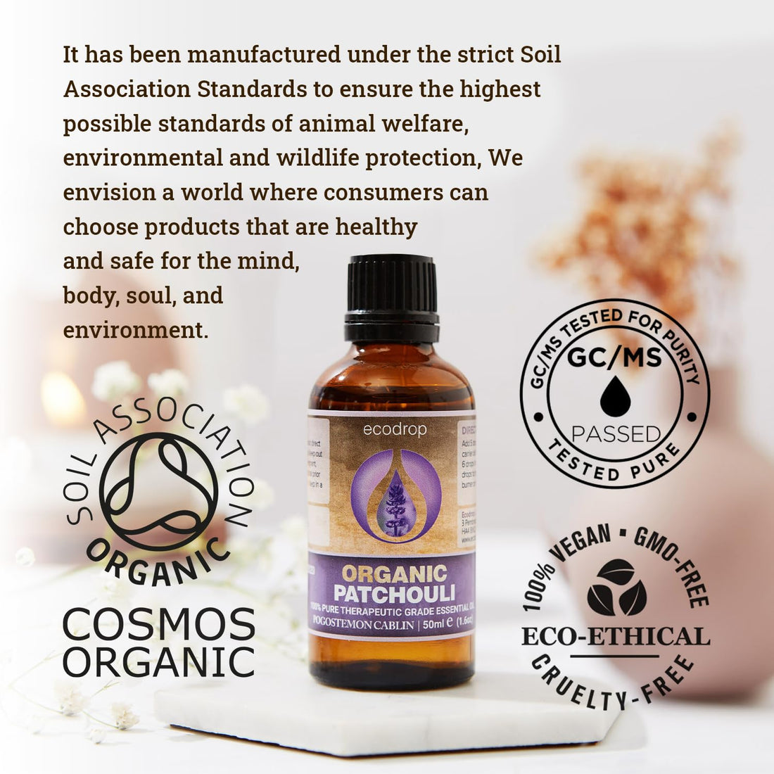 Ecodrop Tea Tree Essential Oil, 10 ml | 100% Pure Organic Steam-Distilled | Melaleuca Alternifolia | Aromatherapy, Diffuser, Massage, Bath, Soap & Candle Making | Australian Fresh Aroma