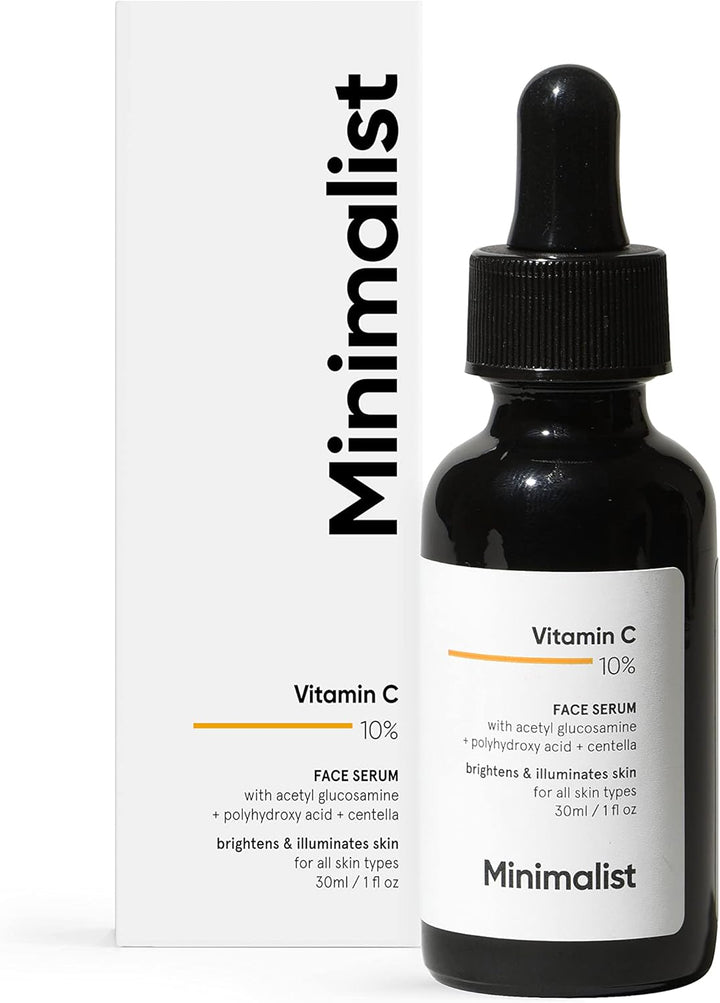 Minimalist 10% Vitamin C Face Serum for Brightening | Improves Hydration | For All Skin Types | For Women & Men | 1 Fl Oz / 30 ml