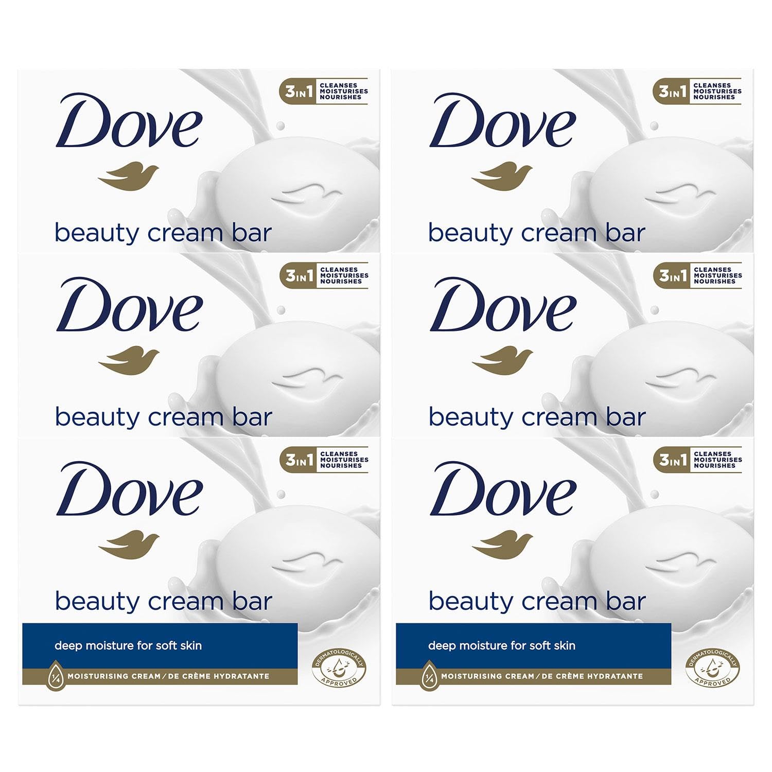 Dove Orginal Beauty Cream Bar 3 in 1 Cleanses, Moisturises and Nourishes Sulphate-Free Bath Soap for Soft and Smooth Skin, Suitable for Daily Use, 8x90g Halalzen