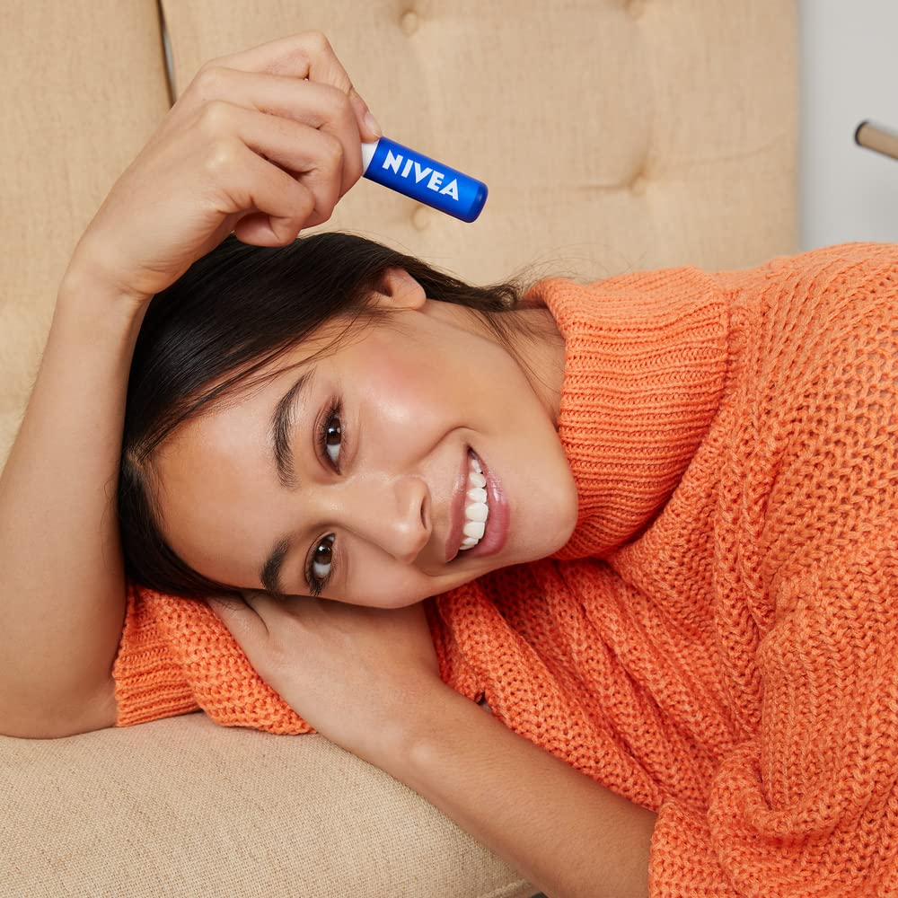 NIVEA Lip Balm Original Care Pack of 6 (6 x 4.8g) Protective Lip Moisturiser with Shea Butter and Natural Oils, Caring Lip Balm for 24h Moisture Care, Lip Care with Melt-In Formula