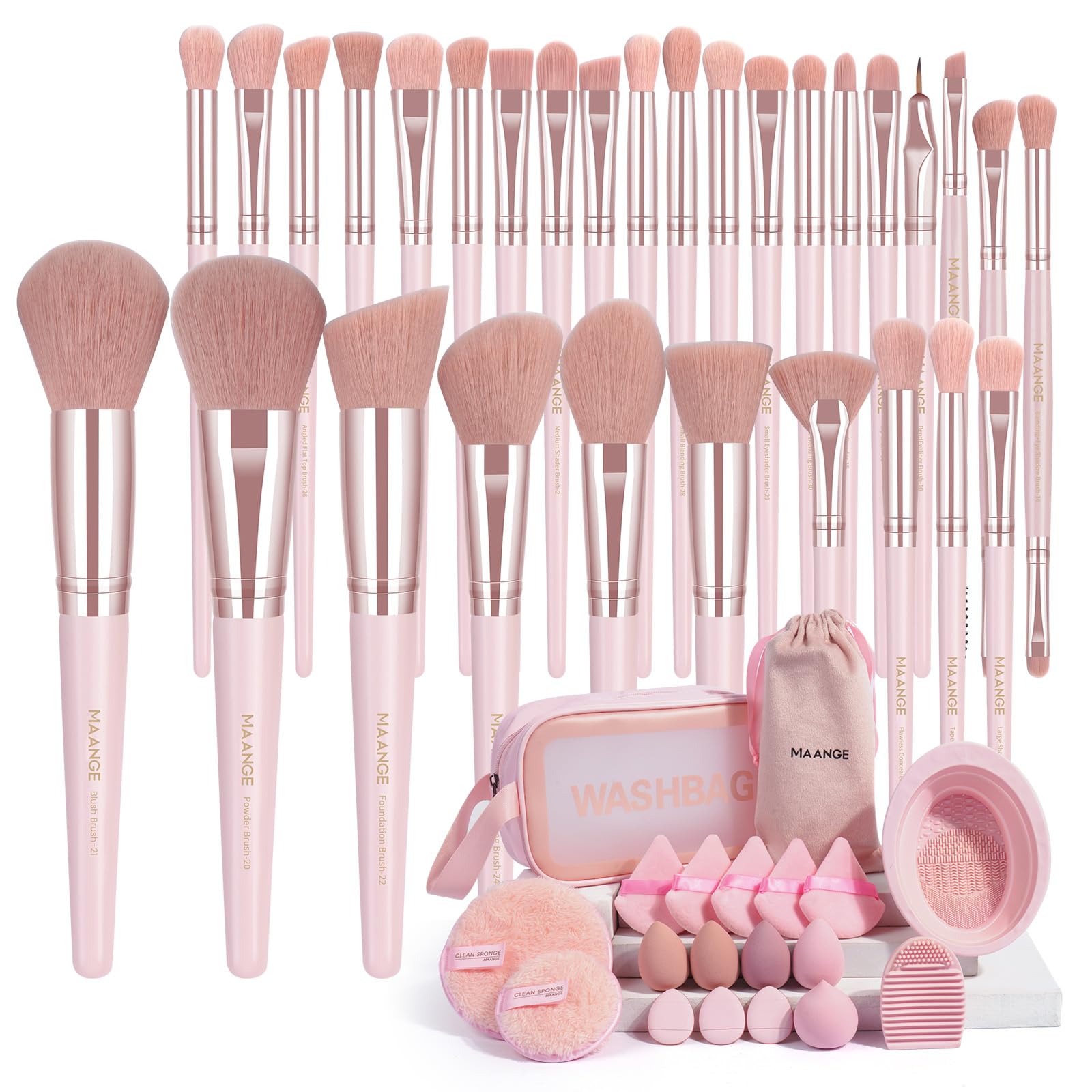 MAANGE Makeup Brush Set 49 Pcs Makeup Tool Set Premium Synthetic Foundation Powder Concealers Eye shadows Blush Makeup Brushes (Black, 49 Piece Set) Halalzen