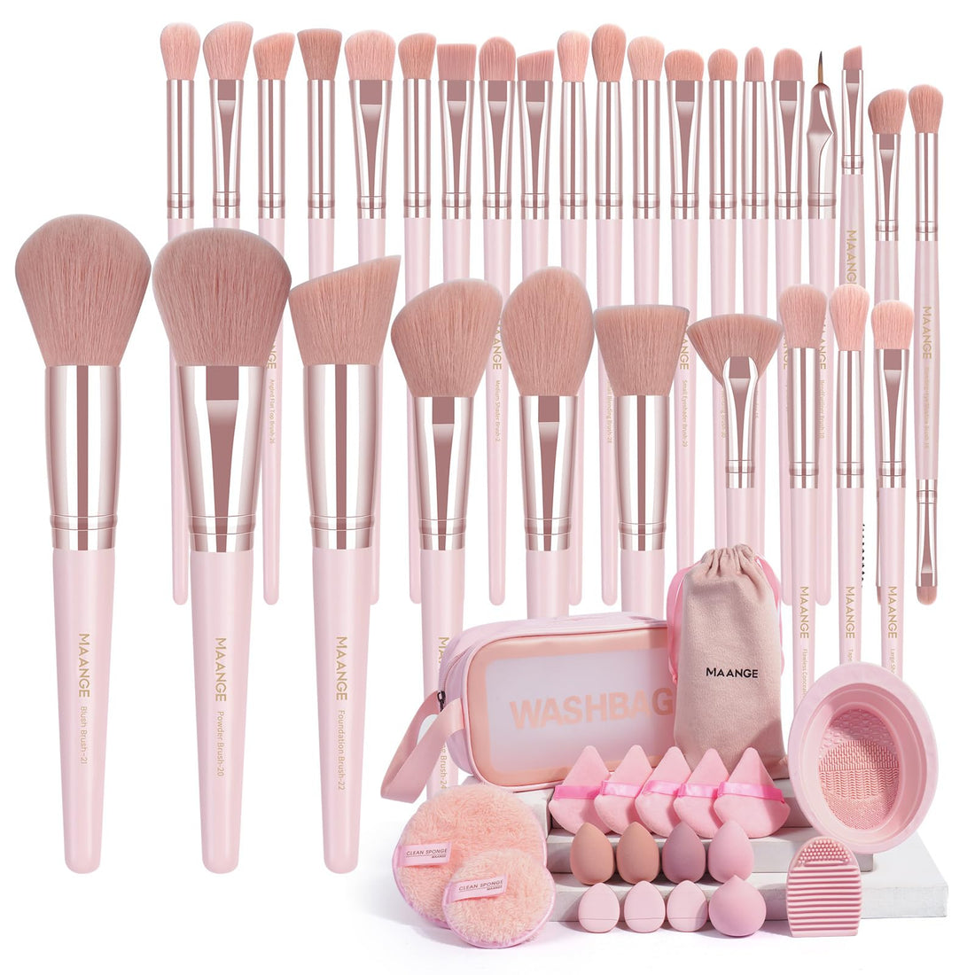 MAANGE Makeup Brush Set 49 Pcs Makeup Tool Set Premium Synthetic Foundation Powder Concealers Eye shadows Blush Makeup Brushes (Black, 49 Piece Set) Halalzen