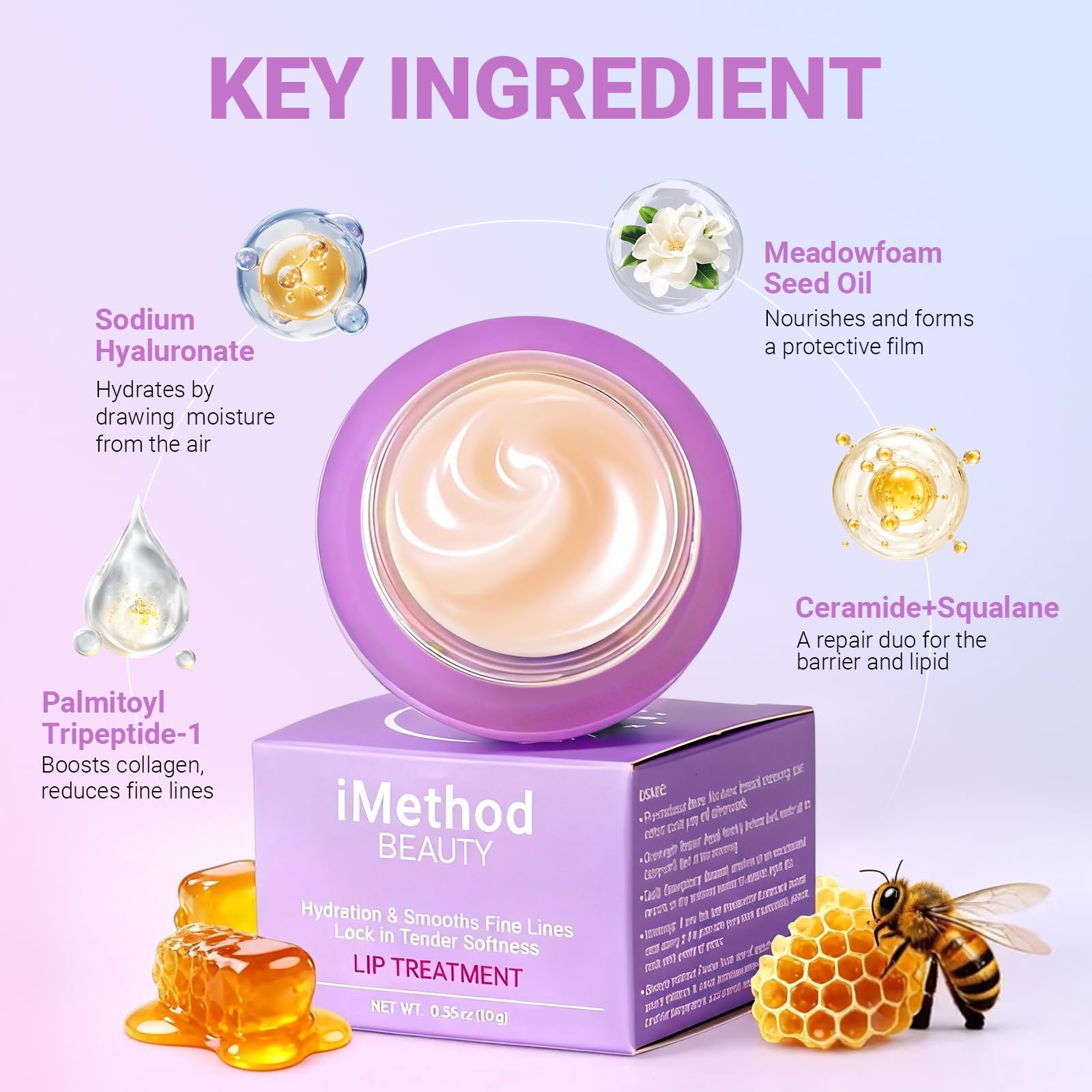 iMethod Overnight Lip Mask - Hydrating Lip Butter Balm with Hyaluronic Acid, Lip Moisturizer For Very Dry Lips, Lip Sleeping Mask to Nourish & Repair Cracked Lips, Smoothes Fine Lines - Peach Halalzen
