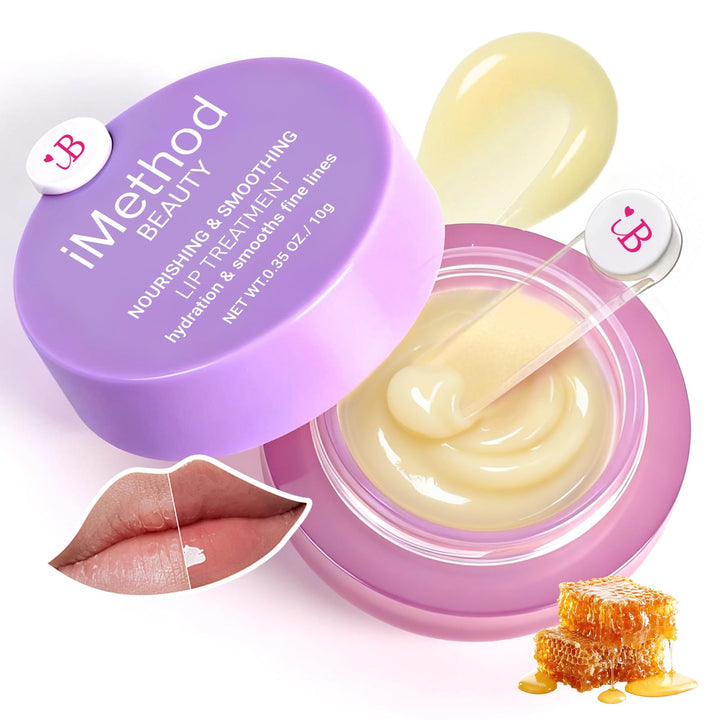 iMethod Overnight Lip Mask - Hydrating Lip Butter Balm with Hyaluronic Acid, Lip Moisturizer For Very Dry Lips, Lip Sleeping Mask to Nourish & Repair Cracked Lips, Smoothes Fine Lines - Peach Halalzen