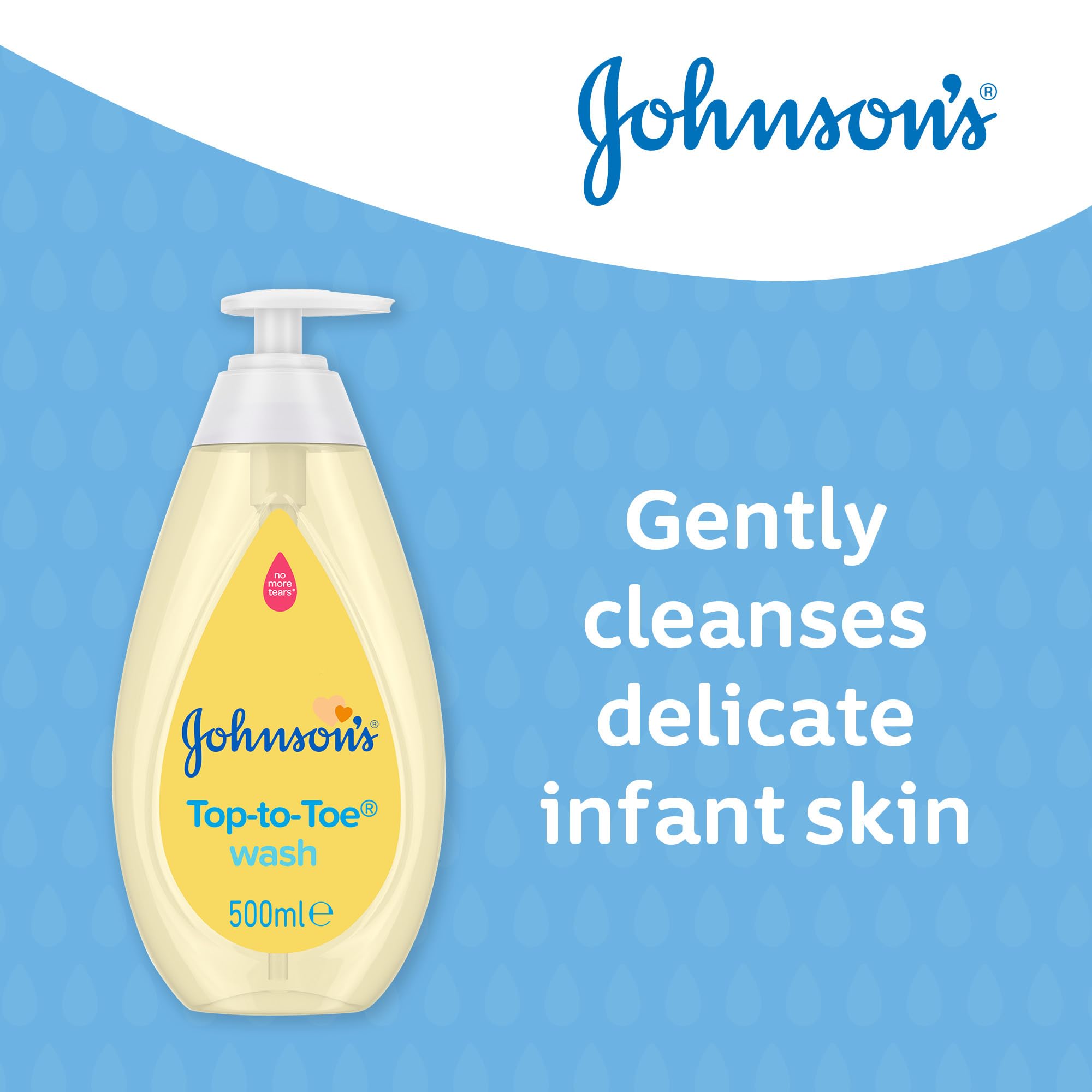 Johnson's Baby Top to Toe Wash (1 x 500 ml), Gentle & Mild Head to Toe Wash for Newborn Care, Newborn Essentials No More Tears, Suitable for Babies First Bath, Kids and Adults