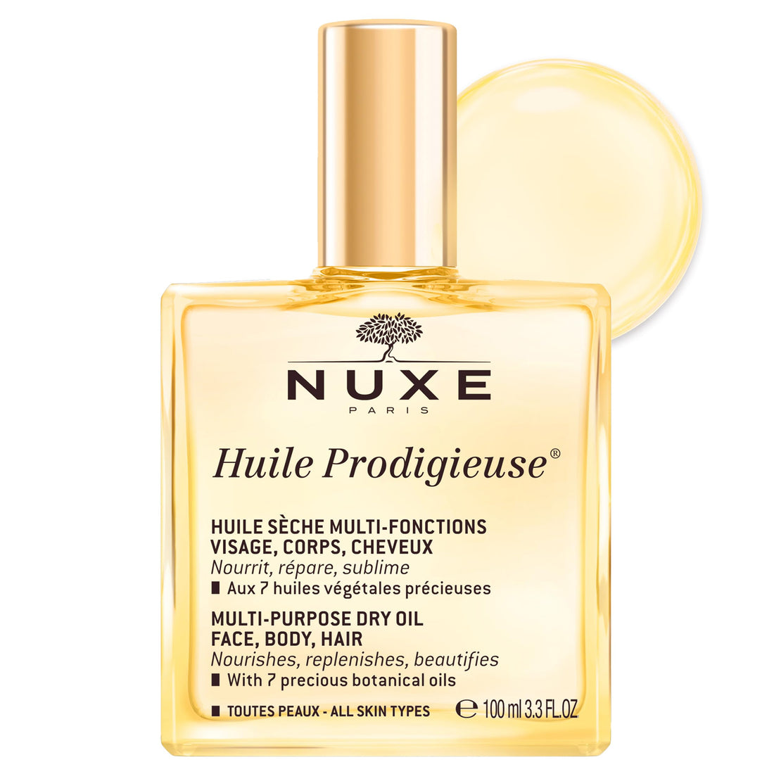 Nuxe Huile Prodigieuse Multi-Purpose Dry Oil for Face, Body and Hair, Iconic Dry Oil, Nourishes, Repairs & Enhances Skin & Hair, Multi-Purpose Vegan Formula