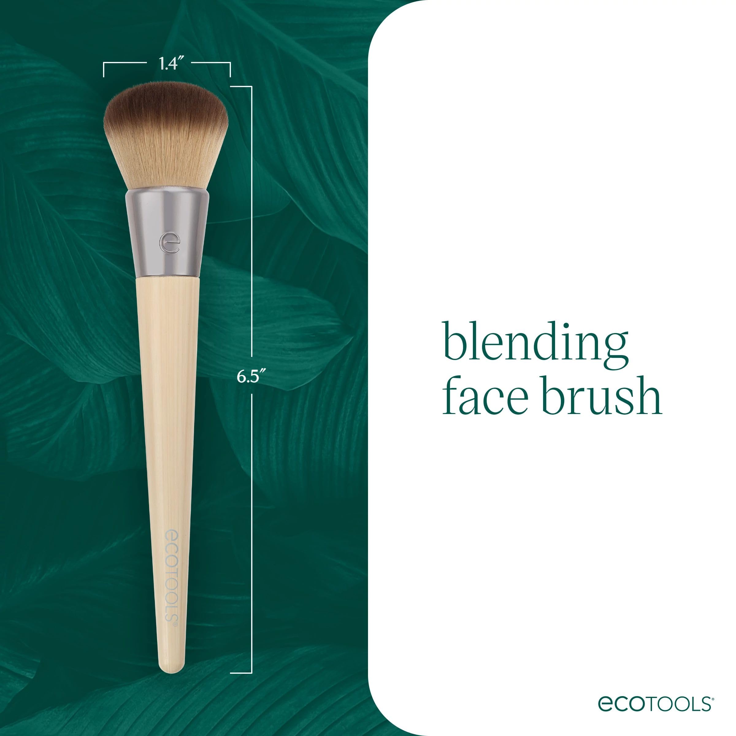 EcoTools Classic Foundation Face Brush, For Liquid, & Cream Foundation, Flat Foundation Brush For Natural Makeup, Buildable Coverage, Synthetic Bristles, Vegan & Cruelty- Free Halalzen