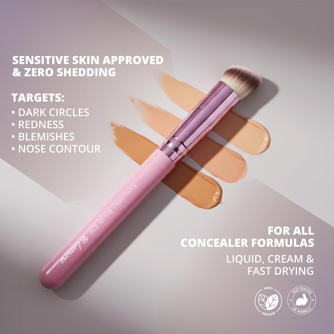 LAMORA Concealer Makeup Brush Under Eye - Angled Flat Top Kabuki Nose Contour Brush - Ideal for Concealing Blending Setting Buffing with Powder Liquid Cream Cosmetic - Small Makeup Foundation Brush Halalzen