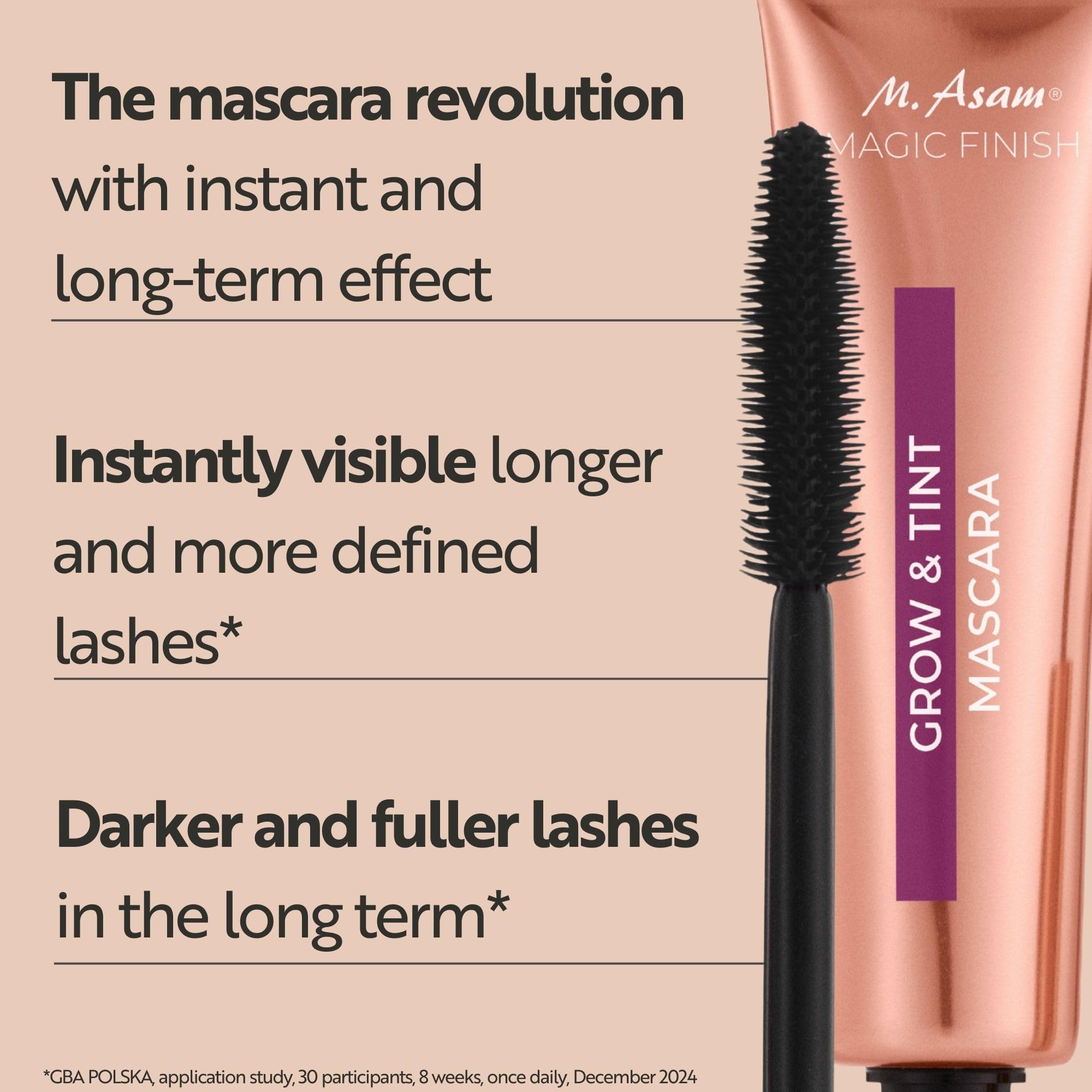 M. Asam MAGIC FINISH Grow & Tint Mascara Deep Black (12ml) – Mascara with Growth Serum & Tint Effect, Lash Care for More Length & Volume, For Defined & Naturally Darker Lashes, Vegan Halalzen