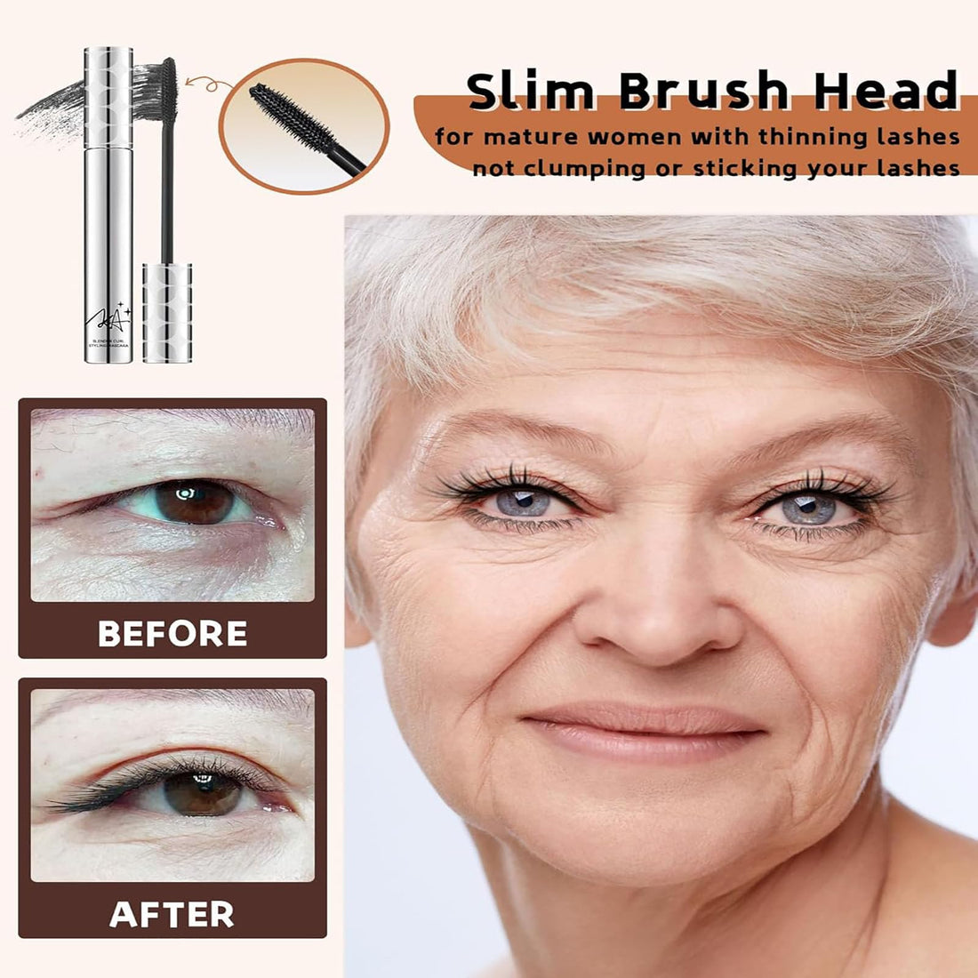 Black Mascara for Older Women Waterproof Volumising & Lengthening Mascara for Thinning,Ageing Lashes | Gentle on Sensitive Eyes-(2-Pack) Halalzen