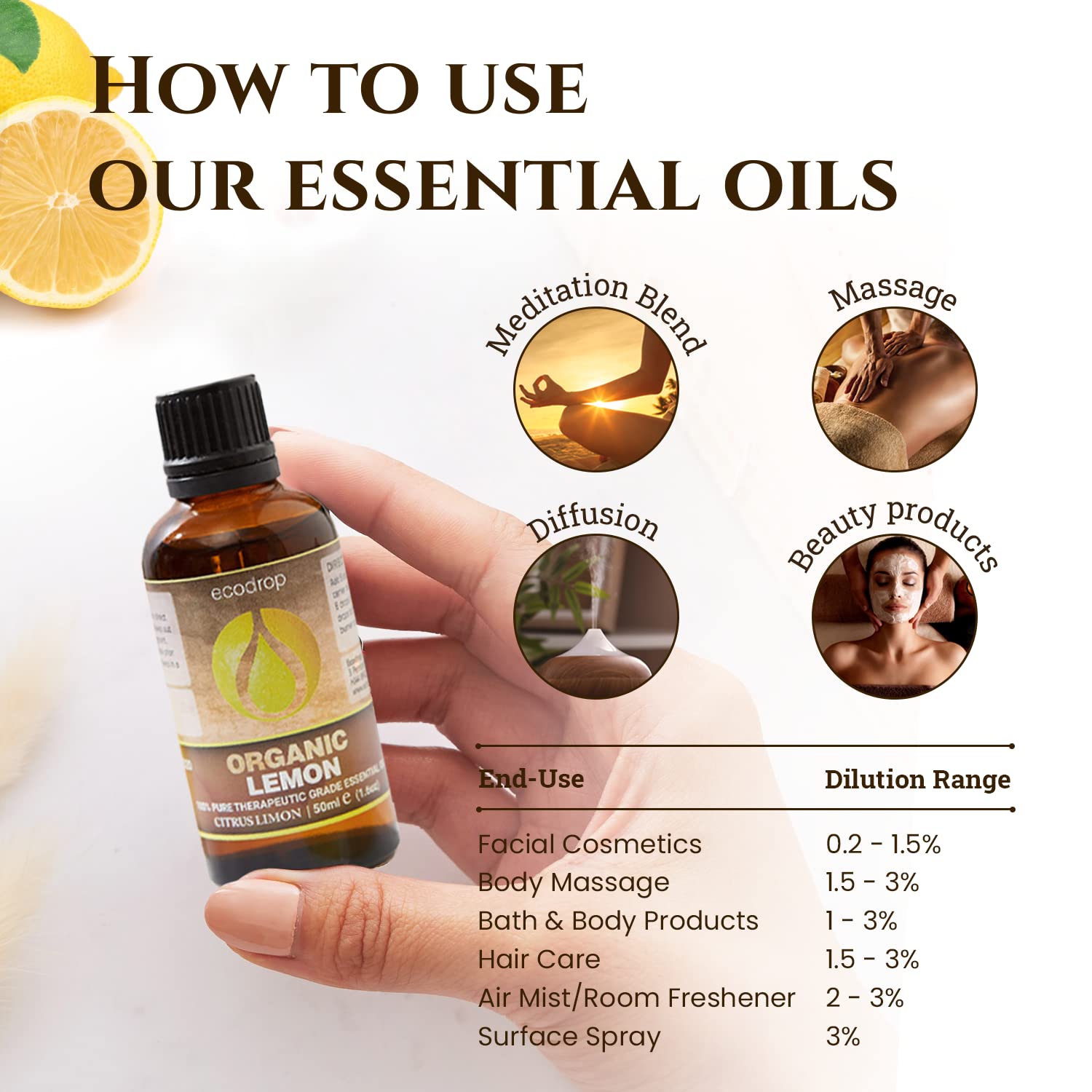 Ecodrop Tea Tree Essential Oil, 10 ml | 100% Pure Organic Steam-Distilled | Melaleuca Alternifolia | Aromatherapy, Diffuser, Massage, Bath, Soap & Candle Making | Australian Fresh Aroma