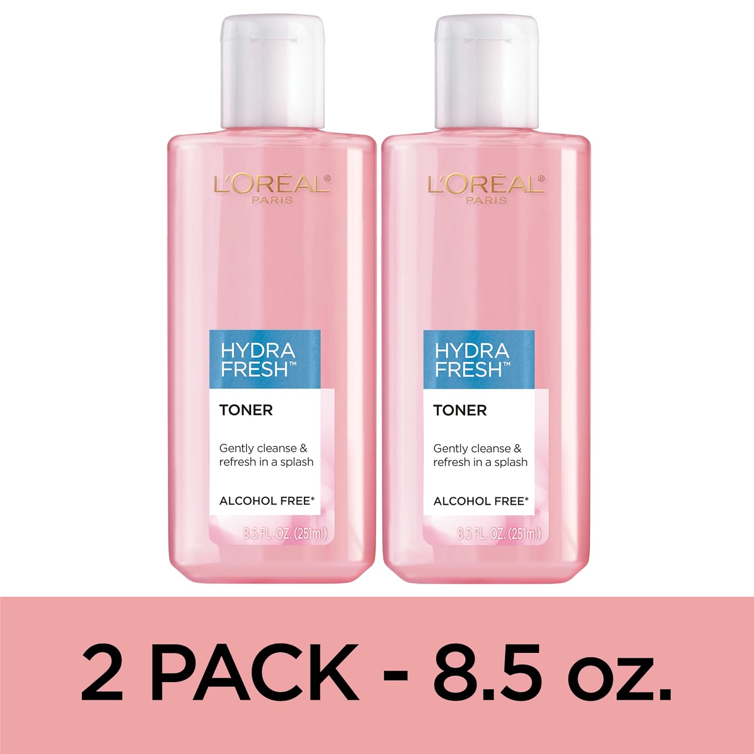L'Oreal Paris Skincare HydraFresh Toner Face Toner with Pro-Vitamin B5 for a Smoother, Brighter Complexion, 2 Count