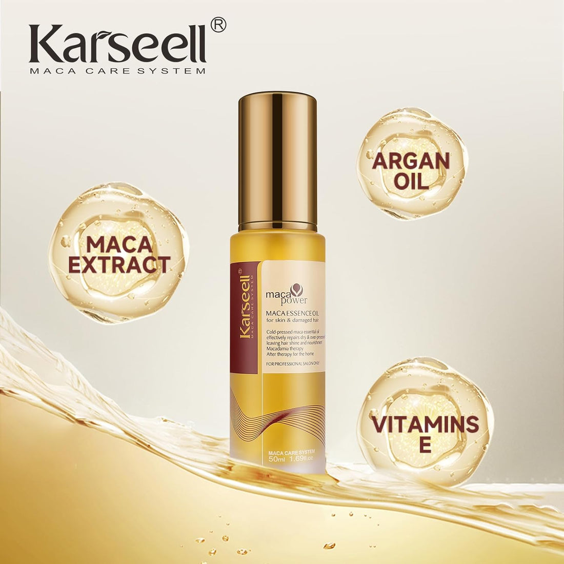 Karseell Moroccan Argan Oil for Hair Healing Cold Pressed Weightless Argan Oil Hair Serum for Dry Damaged Hair 50ml Halalzen