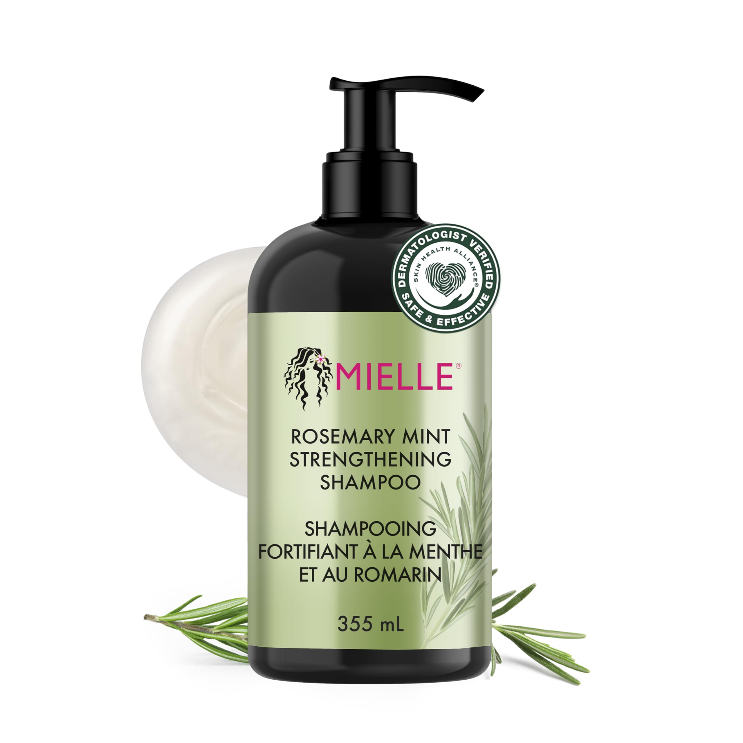 Mielle Rosemary Mint Hair Strengthening Biotin Shampoo - Moisturising Hair Shampoo for Women and Men to Gently Cleanse, Repair & Protect Strands, 355 ml (Pack of 1)