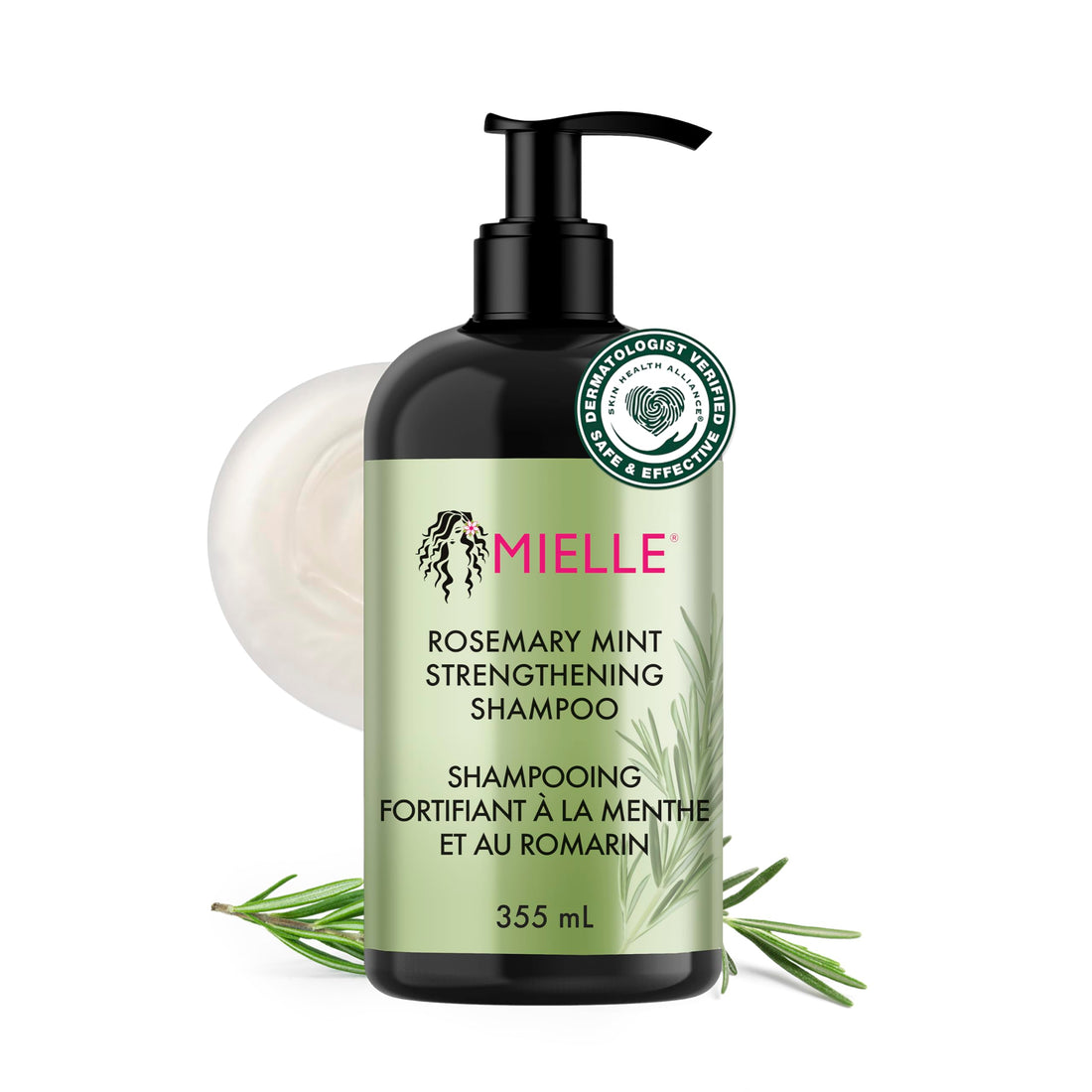 Mielle Rosemary Mint Hair Strengthening Biotin Shampoo - Moisturising Hair Shampoo for Women and Men to Gently Cleanse, Repair & Protect Strands, 355 ml (Pack of 1)