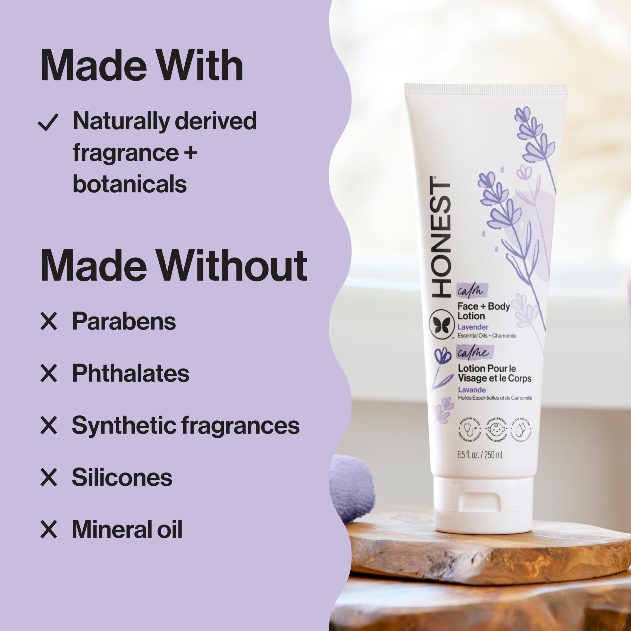 The Honest Company Hydrating Face Body Lotion, Fast Absorbing, Naturally Derived, Hypoallergenic, Lavender Calm, 8.5 fl oz Halalzen