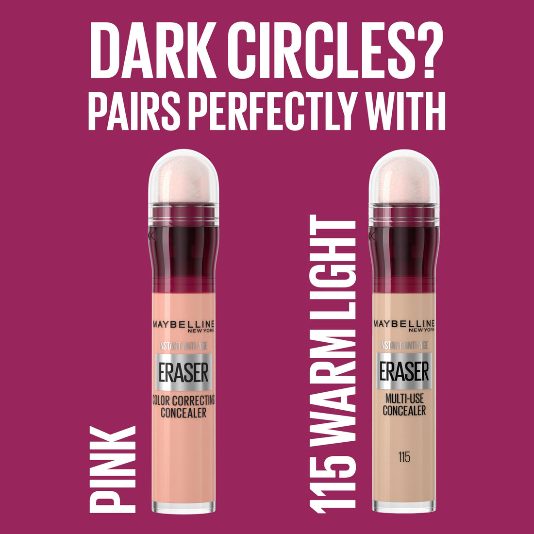 Maybelline Instant Anti-Age Eraser Eye Concealer for Face, Dark Circles, Blemish & Fine Lines Concealer, Full Coverage, Dermatologist Tested, Suitable for Sensitive Skin, Shade: 00 Ivory Halalzen