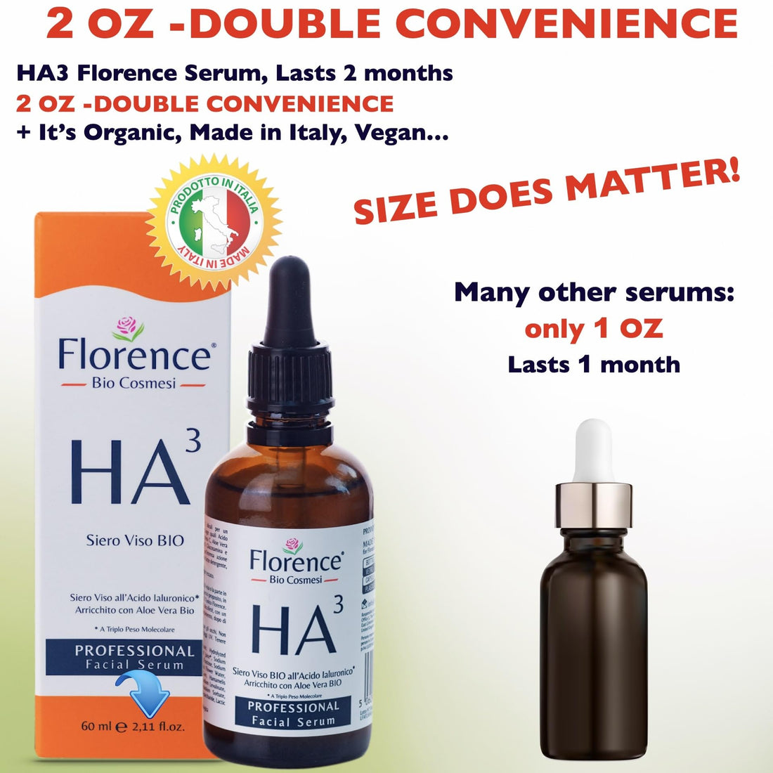 Big 2.11oz. Organic Vitamin C Serum for Face. Anti-Dark Spots, Wrinkles Skin Repair Serum with Hyaluronic Acid, Vitamin C & Niacinamide. All-in-One Brightening, Anti Aging Facial & Eye Area Skincare