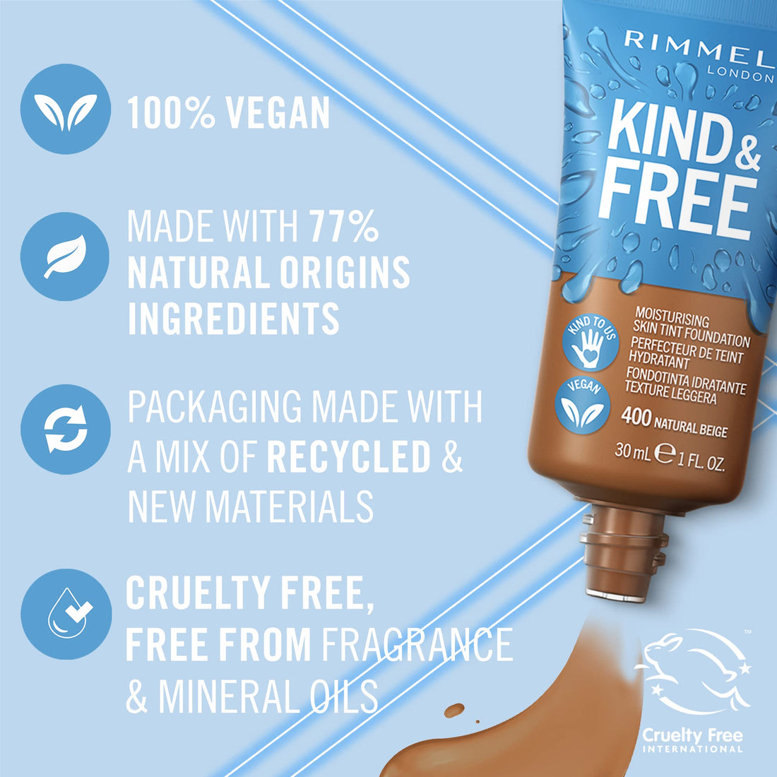 Rimmel Kind + Free Moisturising Skin Tint Foundation, Vanilla 160 Halalzen