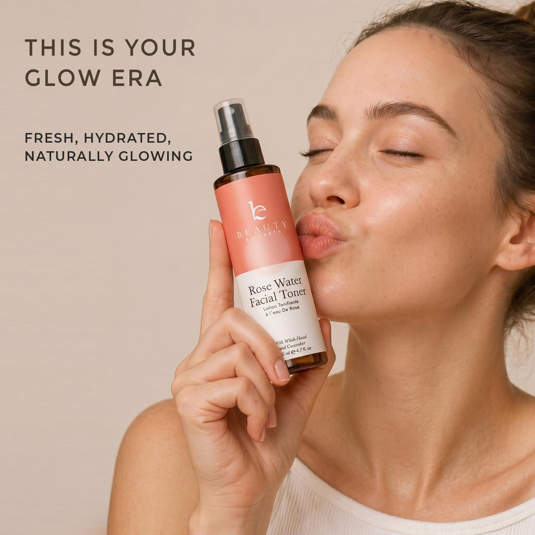 Spray d'eau de rose pour le visage - Fabriqué aux États-Unis avec des ingrédients naturels et biologiques hydratants pour une peau éclatante, tonique à l'eau de rose sans alcool avec hamamélis et glycérine pour peaux sèches et sensibles