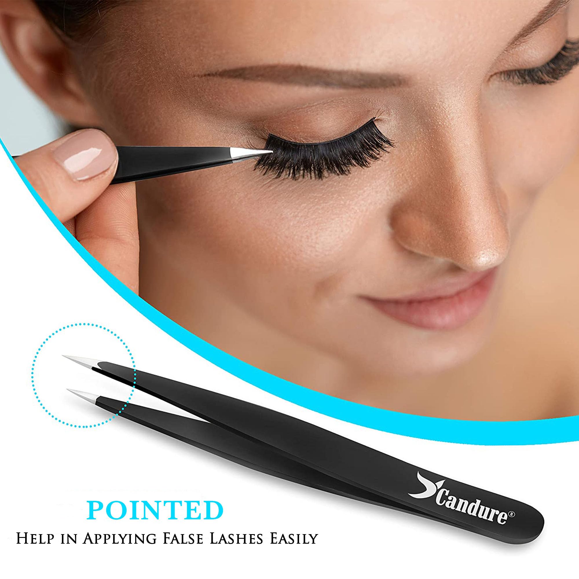 Candure Tweezers for Eyebrows - Professional Stainless Steel Slanted and Pointed Tip Hair Tweezers Set for Ingrown Hair, Blackhead Removal, Eyebrows Plucking Beauty Tool for Women Halalzen