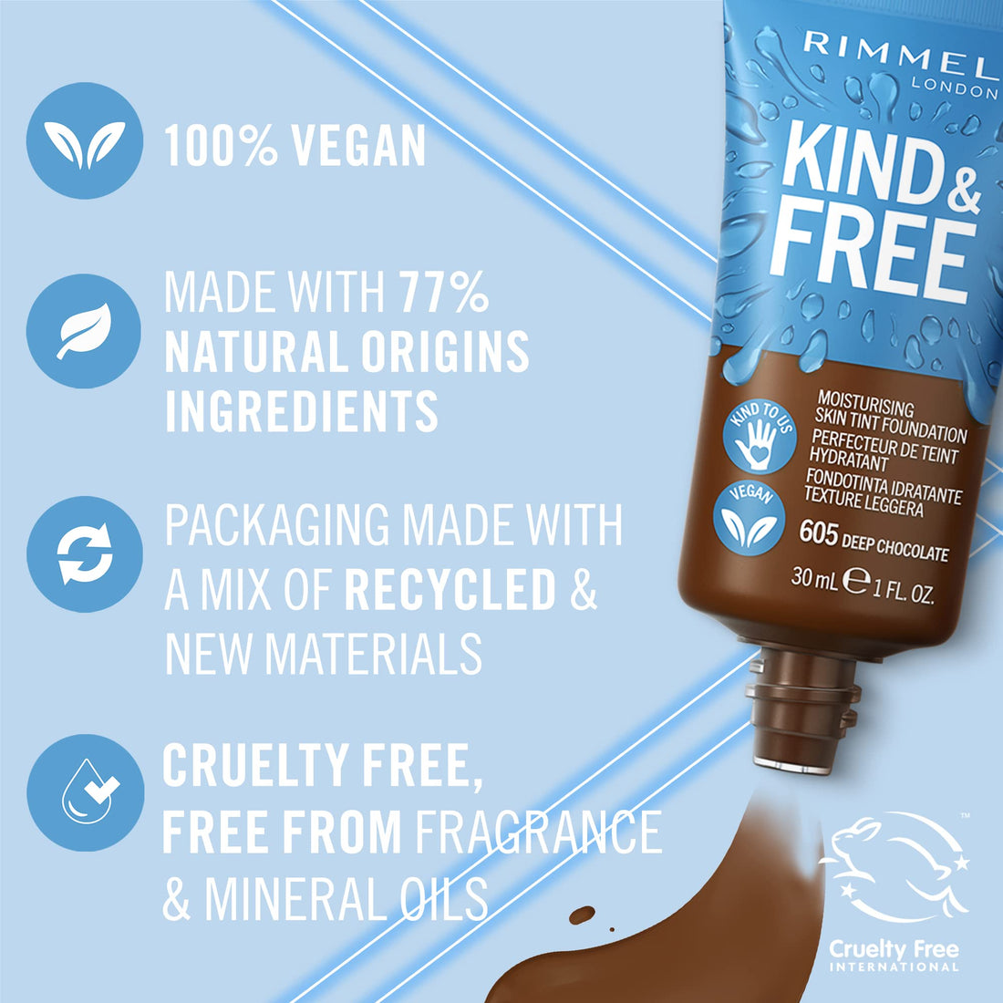 Rimmel Kind + Free Moisturising Skin Tint Foundation, Vanilla 160 Halalzen