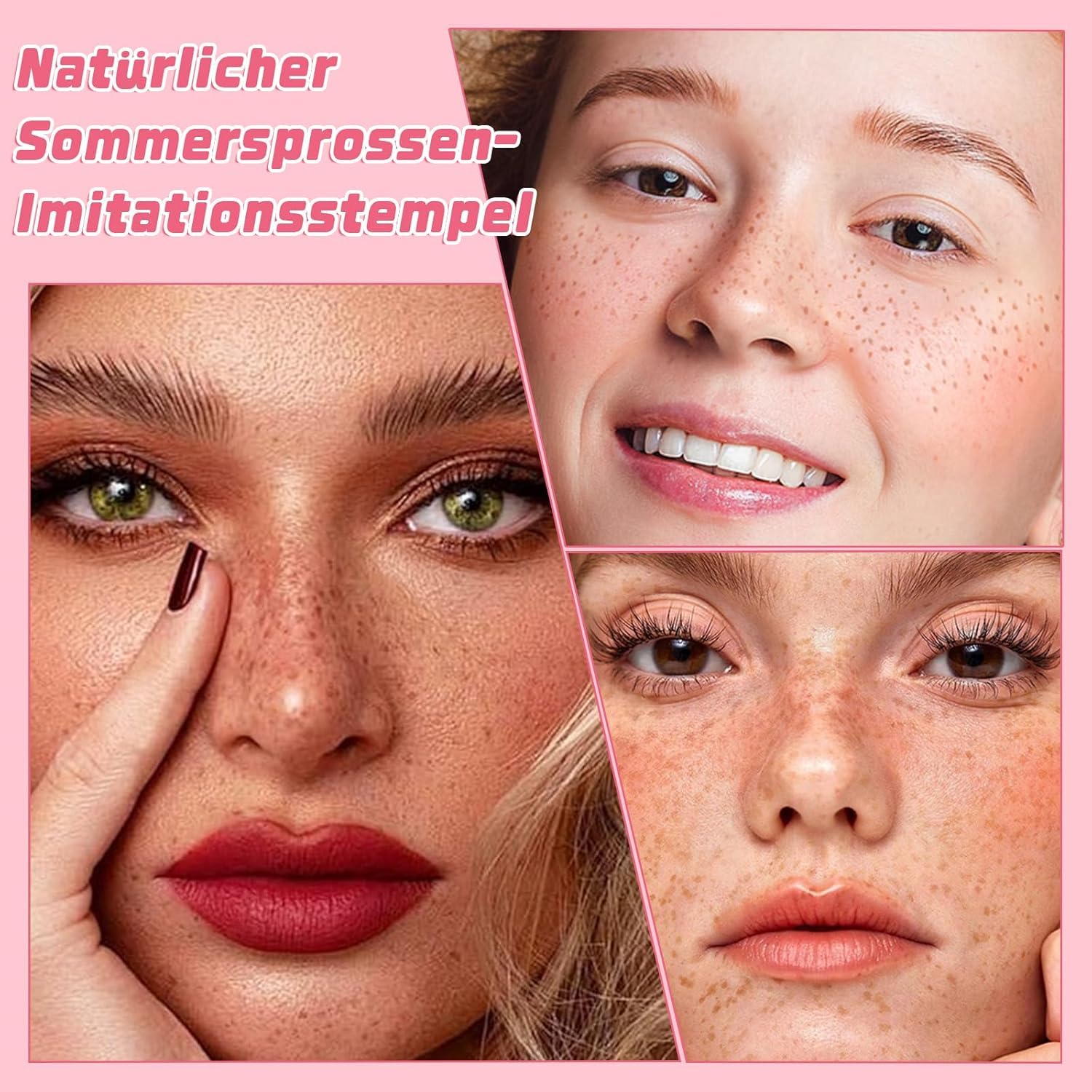Freckle Pen & Liquid Micro-Powder Freckle Stamp - Realistic Natural Freckles Makeup Tool with Special Sponge, Waterproof & Long-Lasting for All Skin Tones,#MEDIUM Halalzen