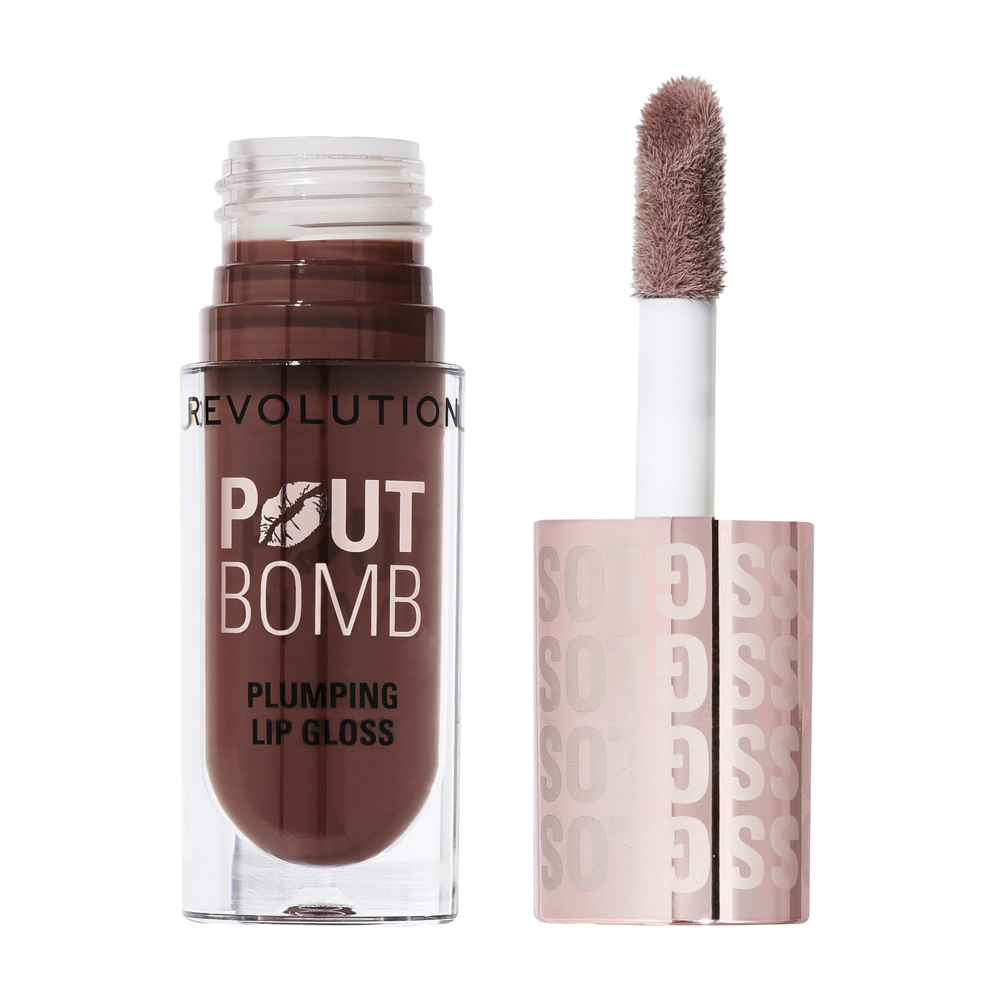 Revolution Beauty, Pout Bomb Plumping Lip Gloss, High-Shine for Glossy, Fuller & Plump Lips with Hyaluronic Acid & Peptides, Vegan & Cruelty-Free, Sheer Milky Nude Halalzen