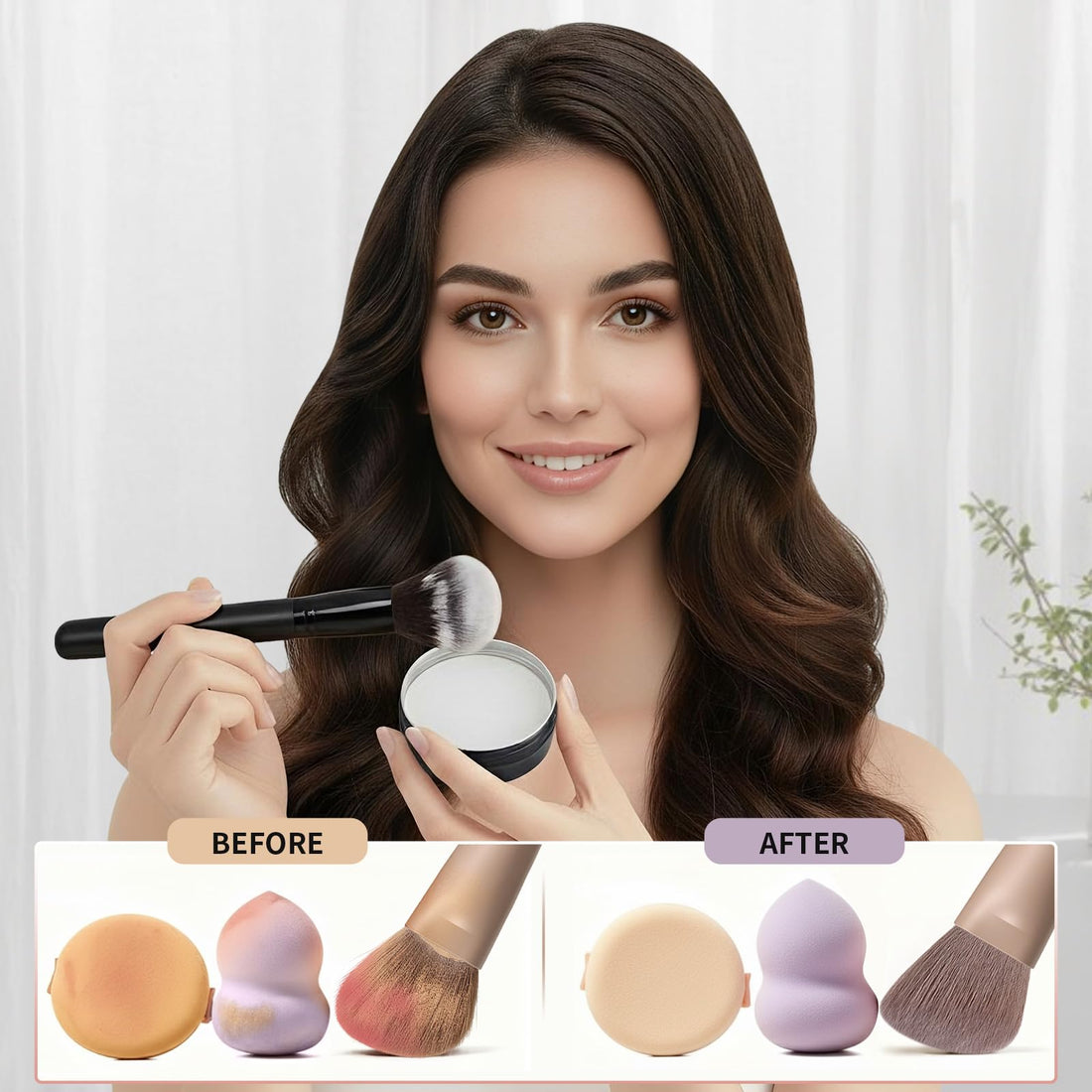 DUcare Makeup Brush Cleaner – Solid Soap Cleanser & Silicone Pad | Clean synthetic & natural bristles. Clean Beauty Blenders. Keep brushes soft. Coconut oil formula. For daily use & travel. Halalzen