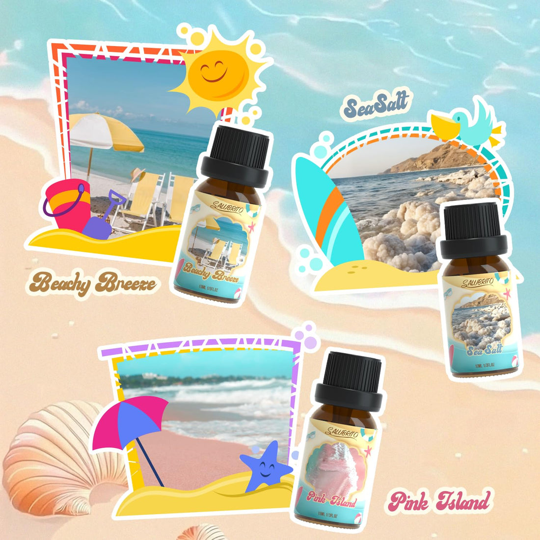 SALUBRITO Clean Essential Oils Set, Fresh Cotton, Clean Home, Fresh Linen, Soft Powder, Blossom Soap, Mint Scented Oils for for Diffuser, Candle, Soap Making