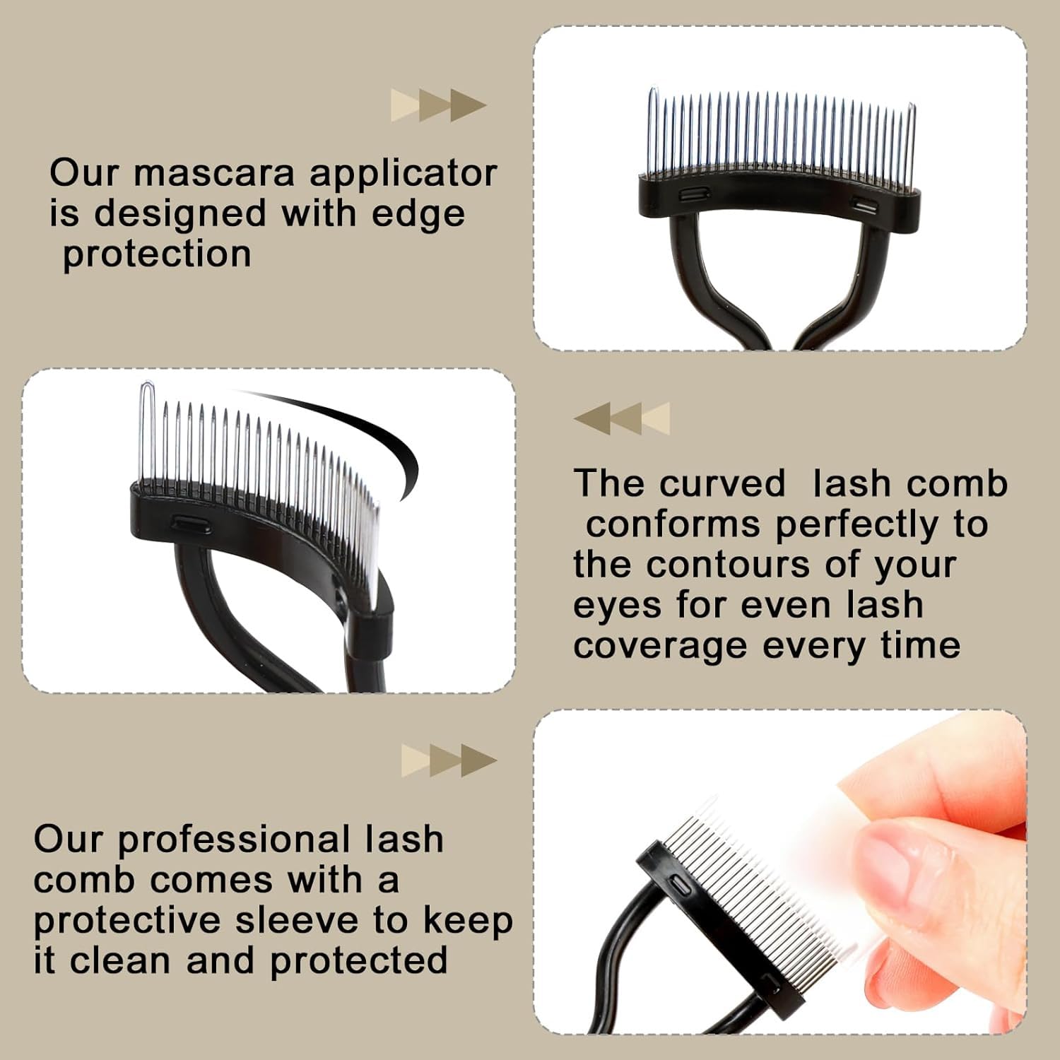 Docolor Eyelash Comb Eyelash Separator Tool, Makeup Mascara Applicator Comb with Cover, False Eyelash Grooming Brushes 1Pc Halalzen