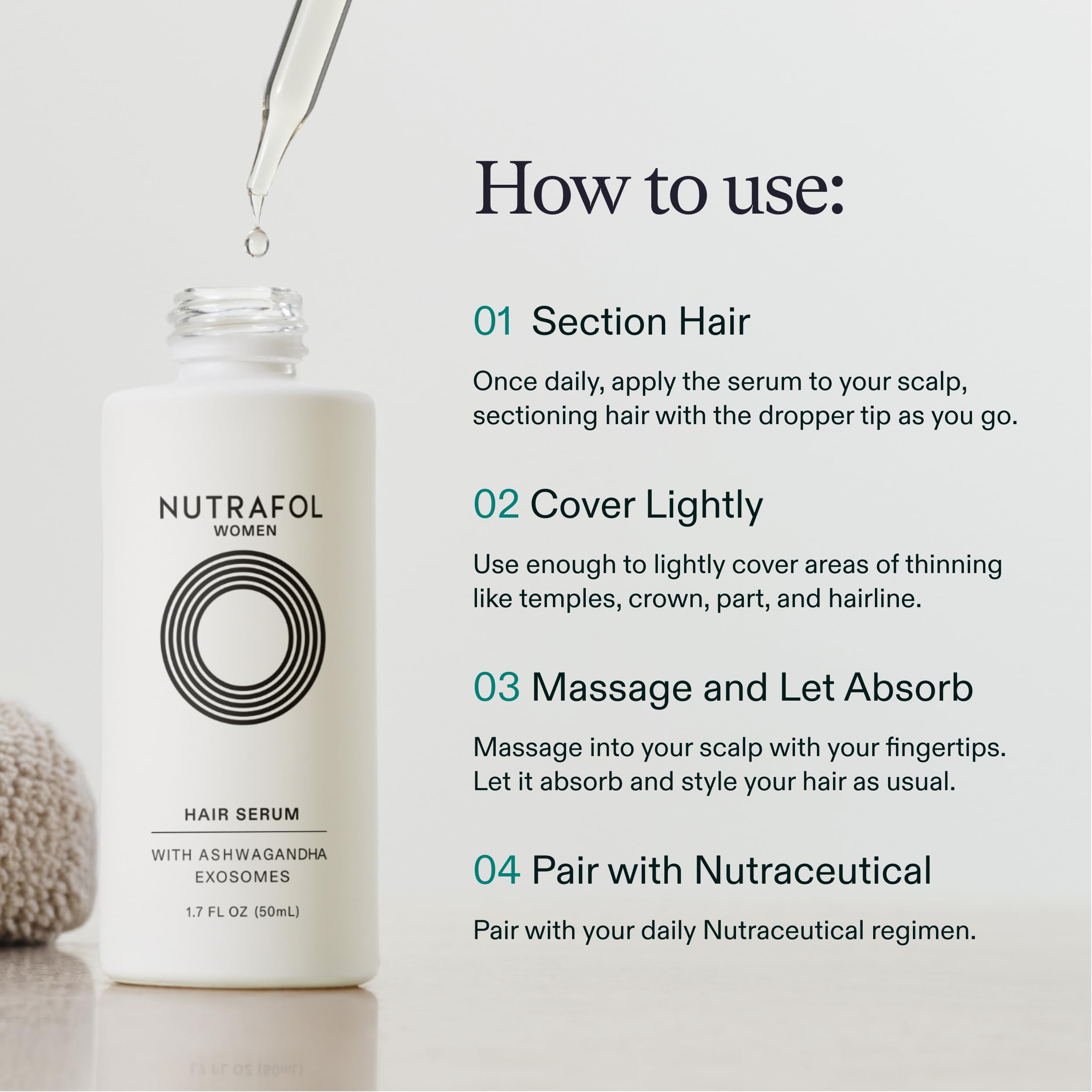 Nutrafol Women's Hair Serum, Supports Visibly Thicker and Stronger Hair, Vegan, Lightweight and Fast-Absorbing Halalzen