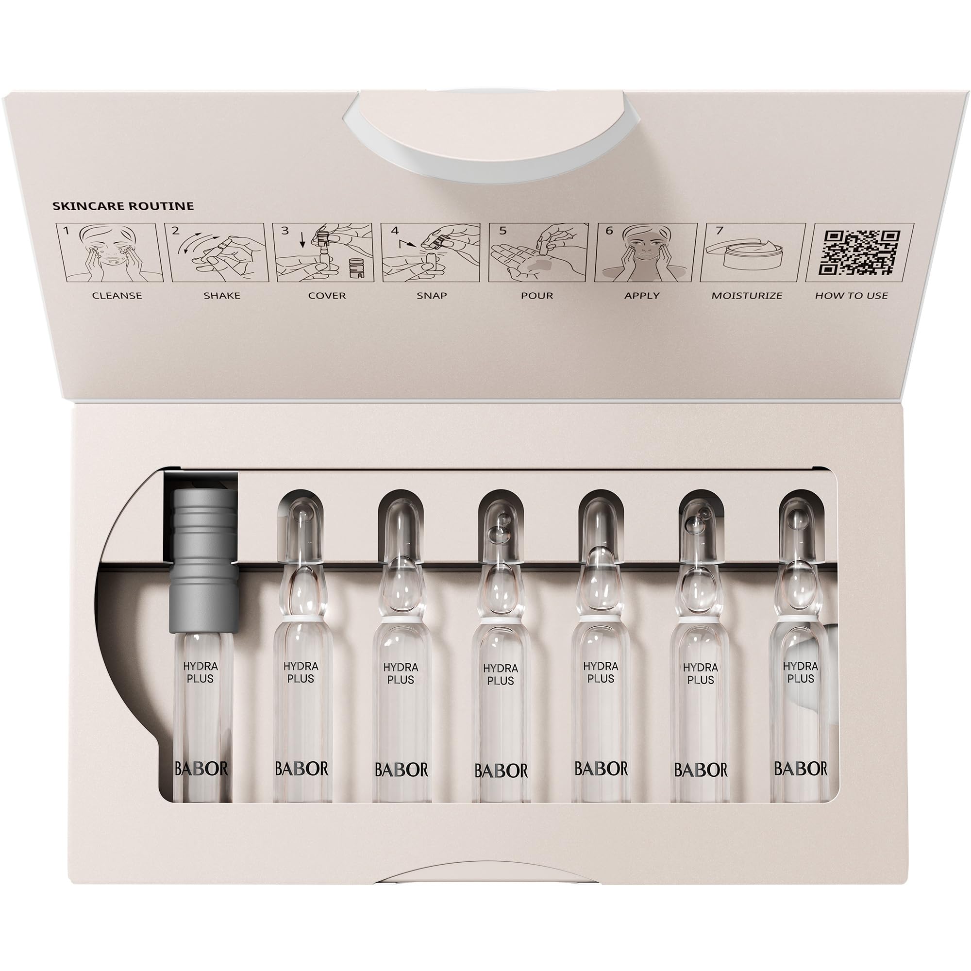 BABOR Hydra Plus Ampoule Concentrate, Moisturizing Skincare Capsule, Hyaluronic Acid Serum, Deeply Nourish to Plump and Smooth Skin, Anti Aging Serum 7 Day Treatment Halalzen