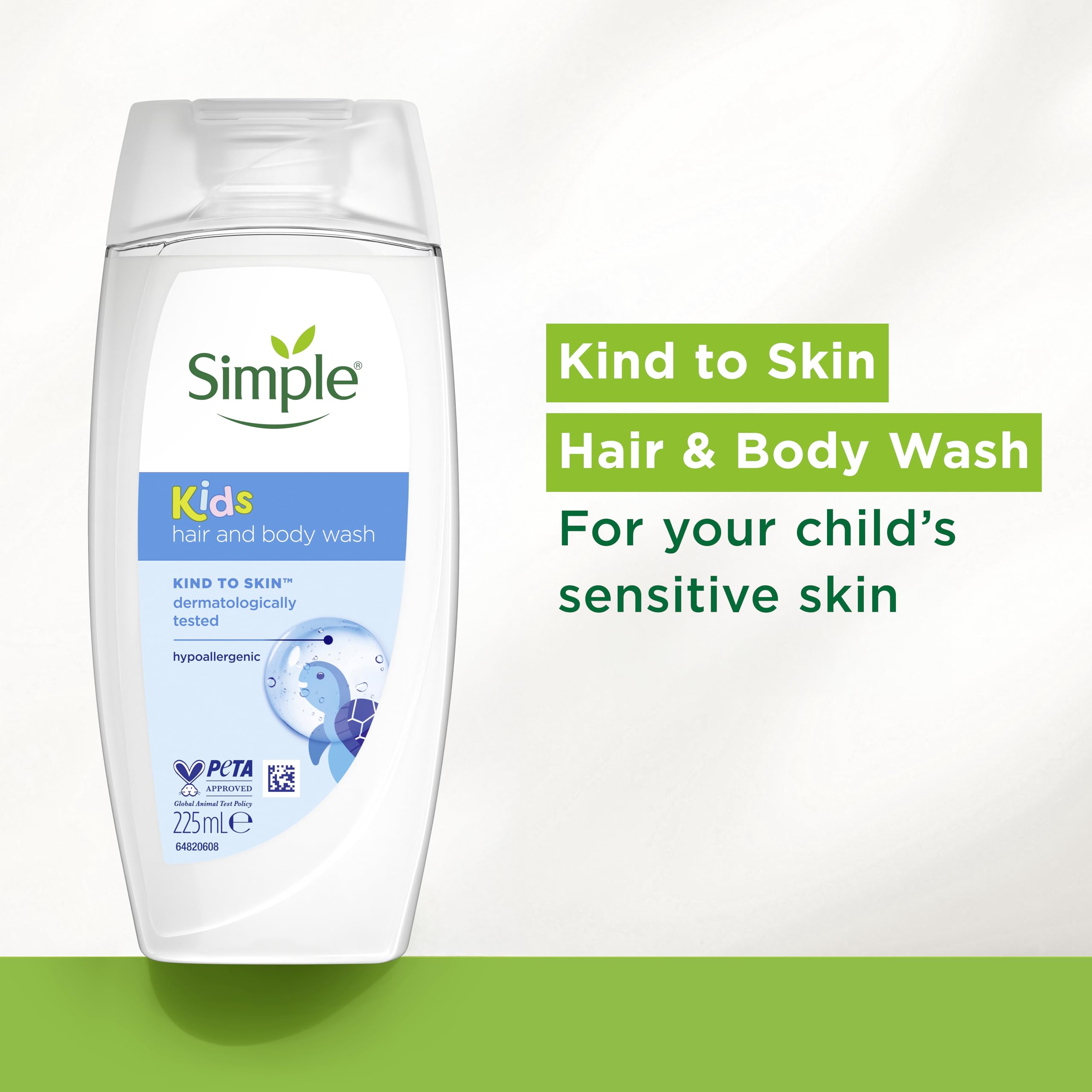Simple Kind to Skin Kids Hypoallergenic Hair & Body Wash pack of 6 with chamomile oil shampoo for kids 225 ml, White