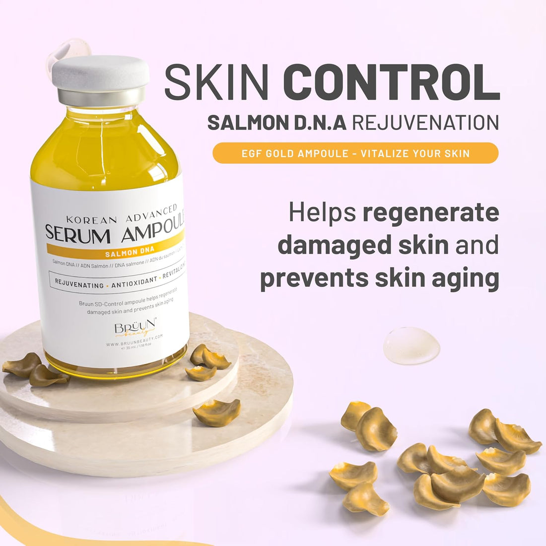 BRÜUN SD - Control Salmon DNA Ampoule - Refreshing and Vitalizing Skin Care Serum 1.18 fl.oz