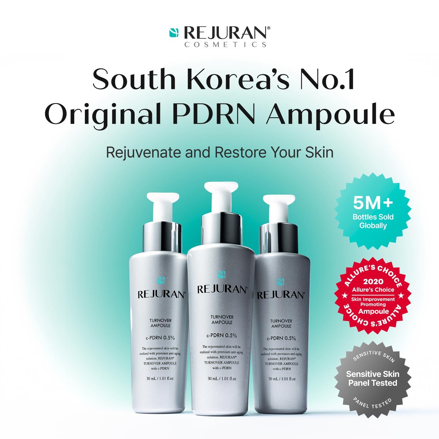 REJURAN® Dual Effect Ampoule, DOT DUAL c-PDRN® - Salmon DNA Face Serum for Deep Rejuvenation, Wrinkle Care, Firming, Skin Elasticity with Visible Anti-Aging Results. Korean Skincare (1.01 fl oz) Halalzen