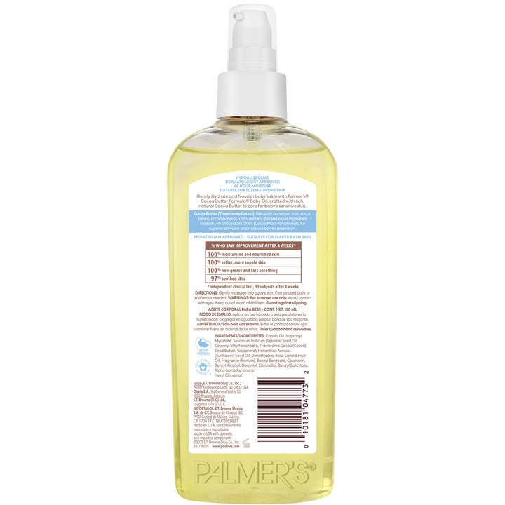 Palmer's Cocoa Butter Formula Gentle Baby Oil, 5.1 fl oz, Nourishing for Delicate Skin, Vitamin E Baby Essentials Halalzen