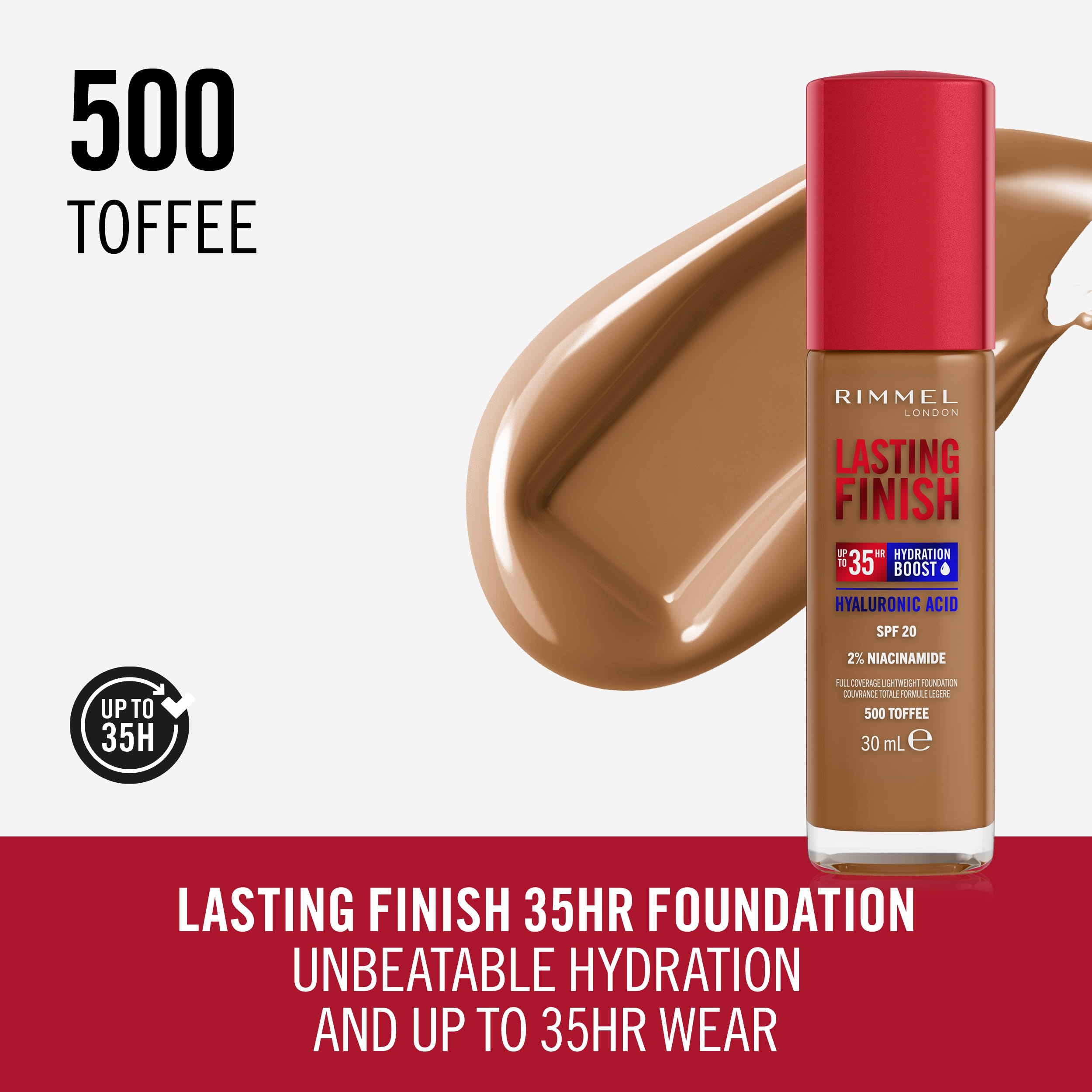 Rimmel Lasting Finish 35Hr Foundation 200 Soft Beige, Full Coverage, Hydrating, SPF20, Hyaluronic Acid, Vitamin E, 2% Niacinamide, All Day Wear, Vegan, Cruelty Free Halalzen