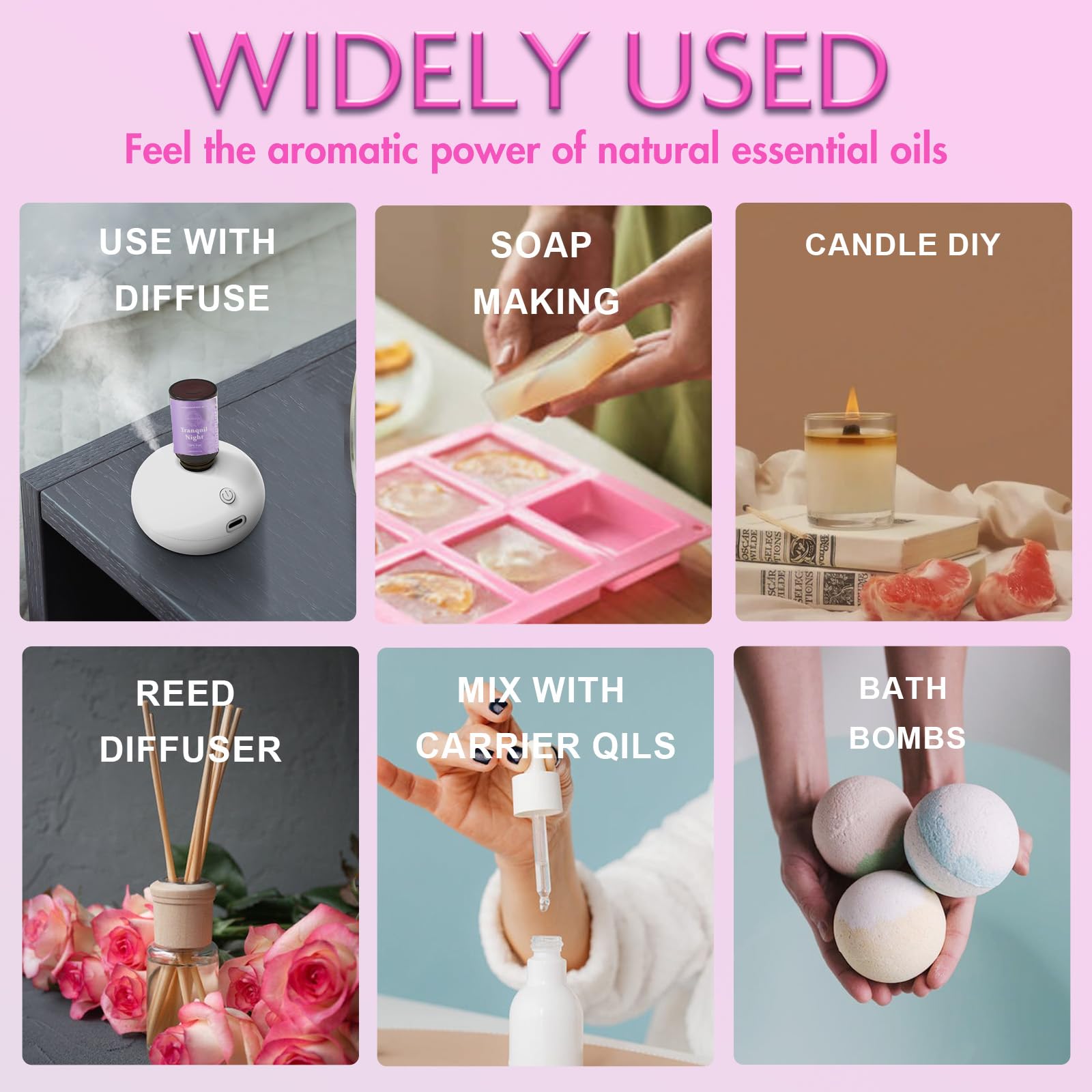 Premium Hotel Fragrance Oil Collection for Diffusers, Essential Oils for Diffusers for Home, Hotel Diffuser Fragrance Oils,Spa & Candle Making, White Tea, Citrus Luxe, Velvet Night and More - 6x10ml