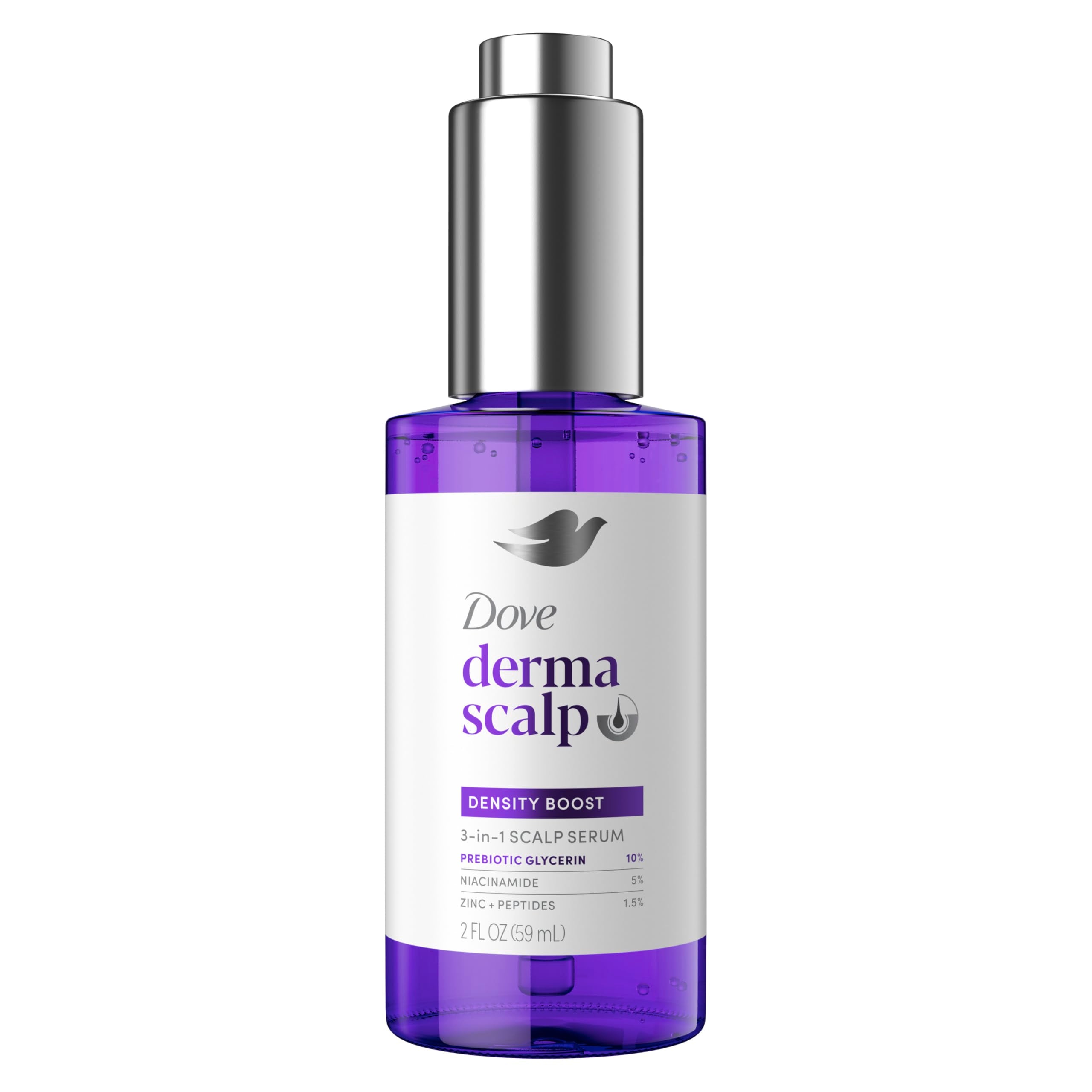 Dove Derma Scalp Density Boost 3-in-1 Scalp Serum 1 ct With Prebiotic Glycerin, Zinc + Peptides, and Niacinamide For Breakage And Hair Thinning 2 oz Halalzen